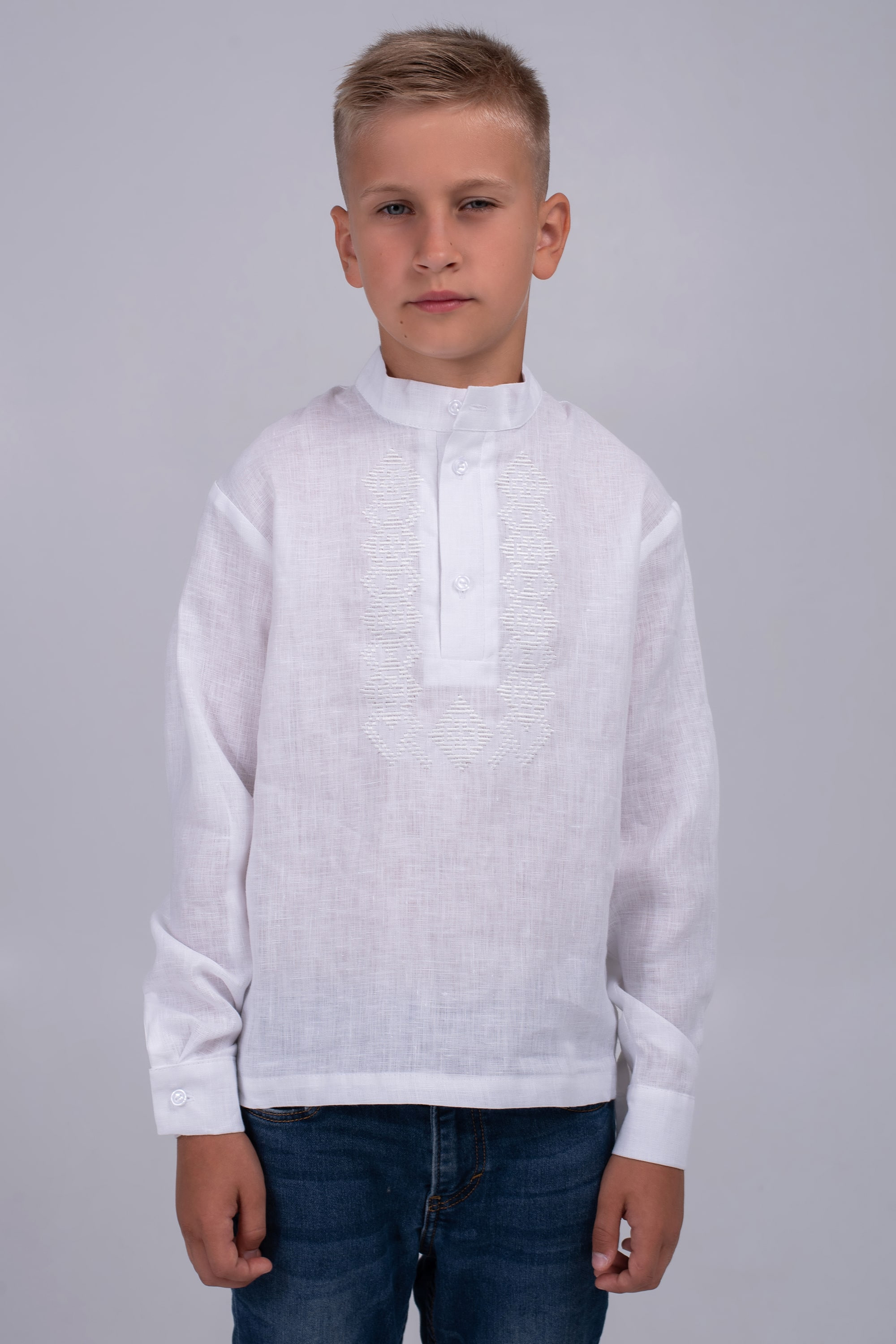Children's embroidery for a boy white