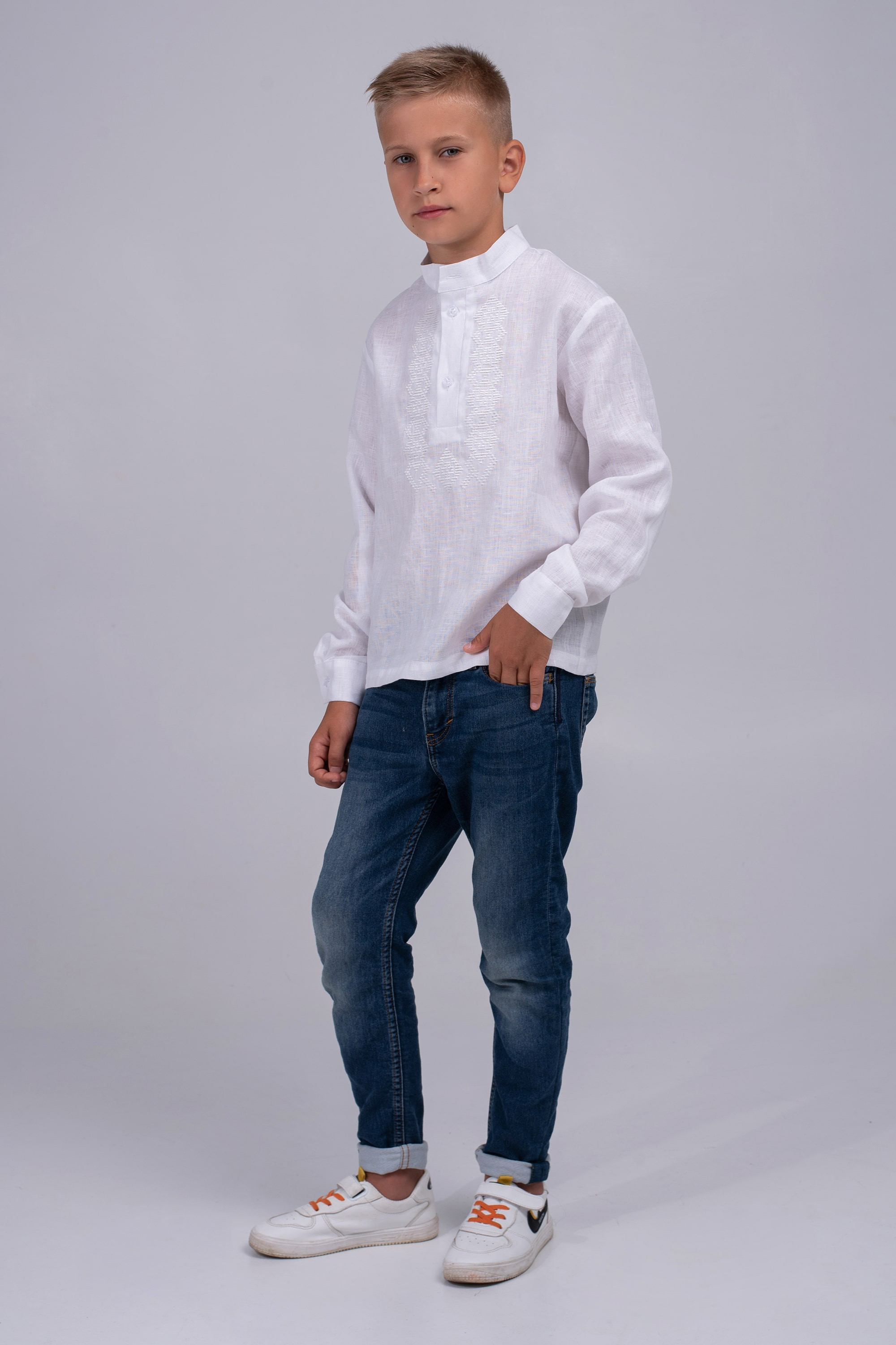 Children's embroidery for a boy white | 110