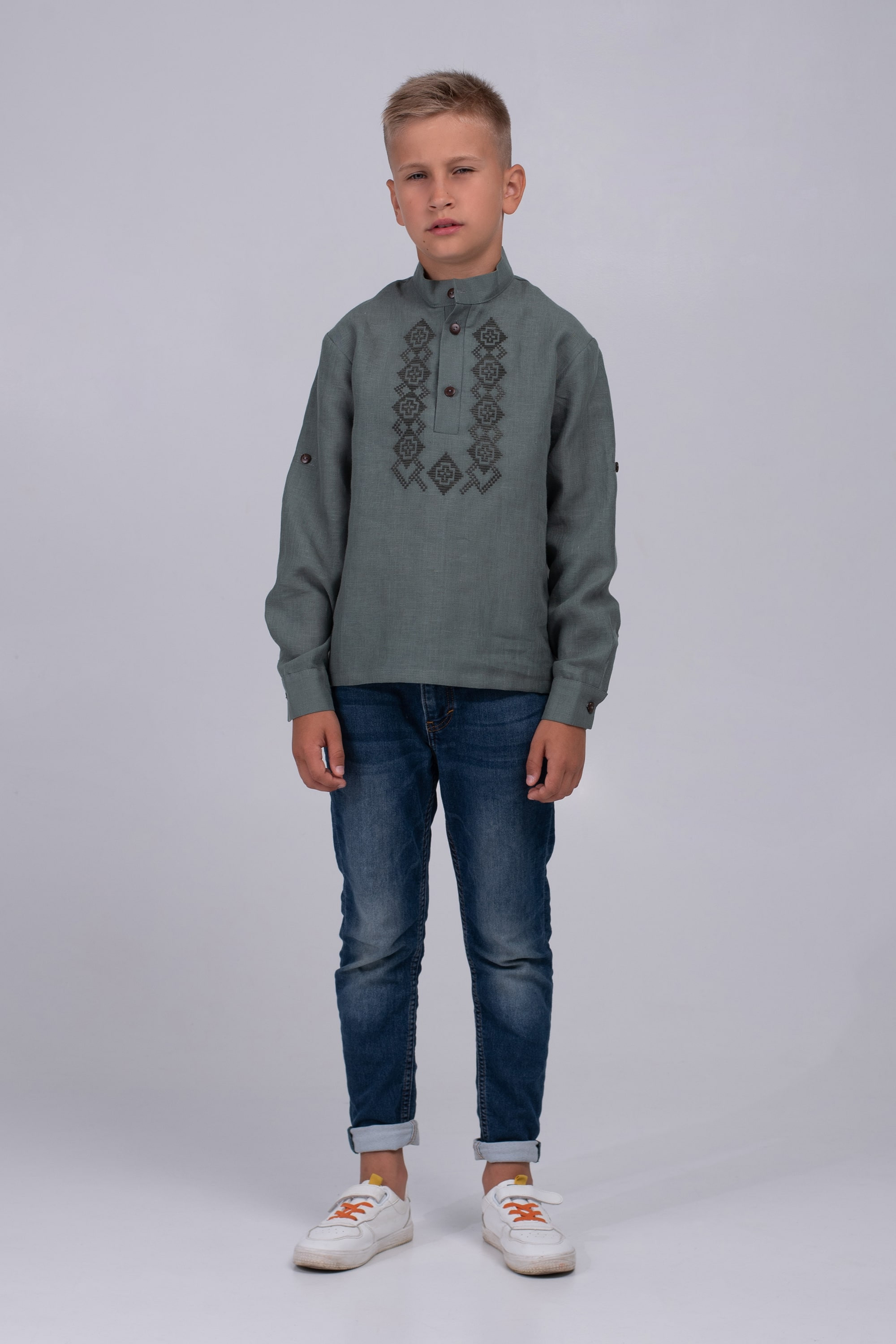 Children's embroidery for a boy Khaki | 110