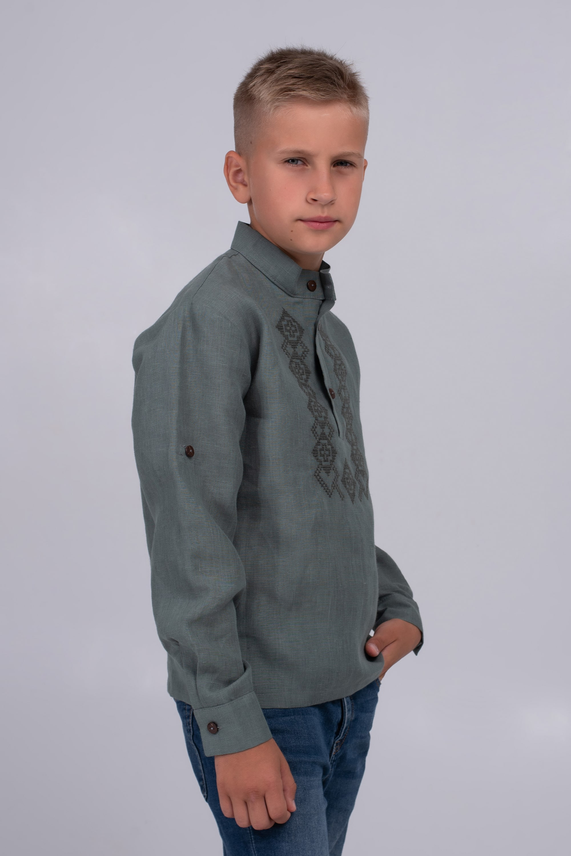 Children's embroidery for a boy Khaki | 110