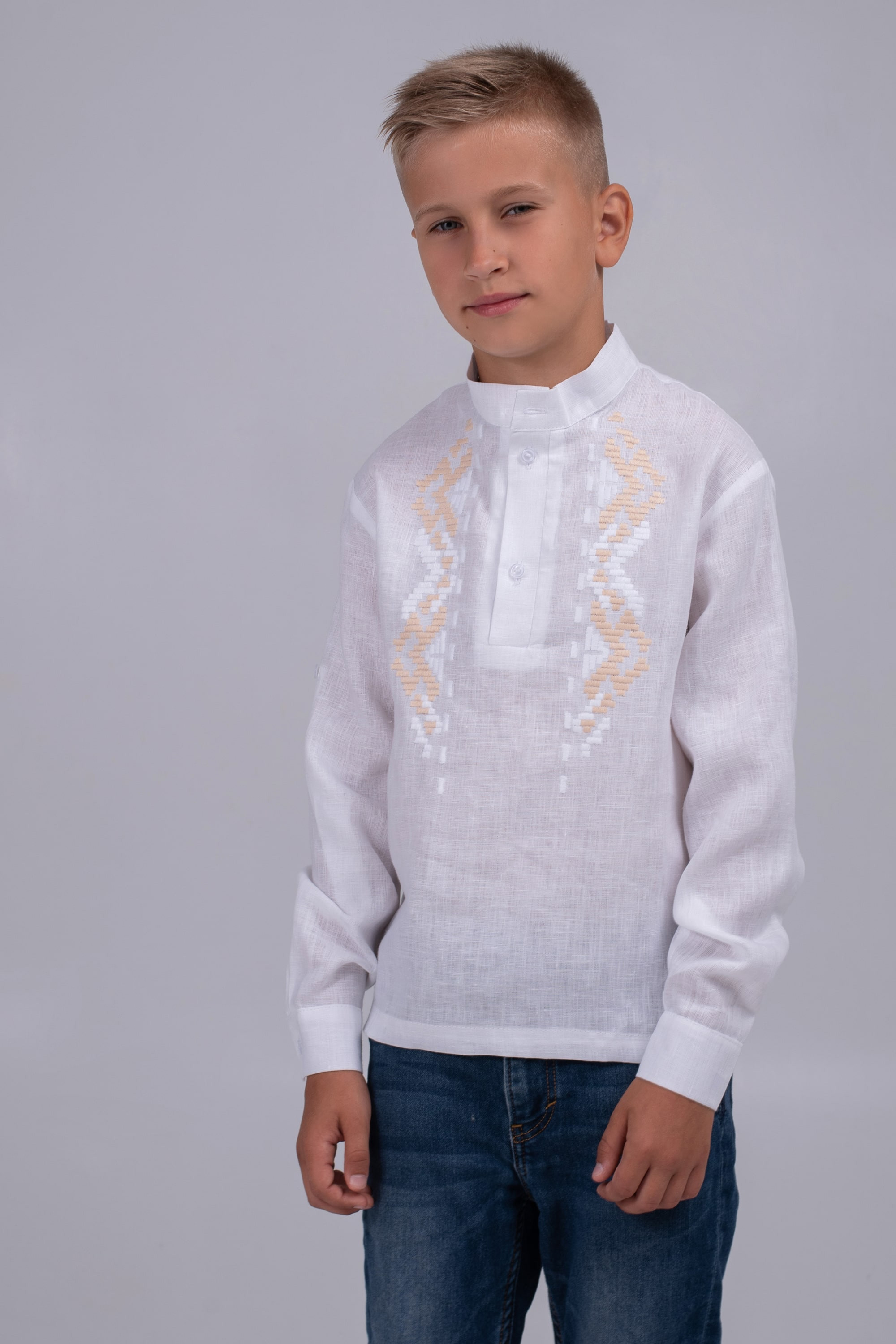 Children's embroidery for boy White Children's embroidery for boy White