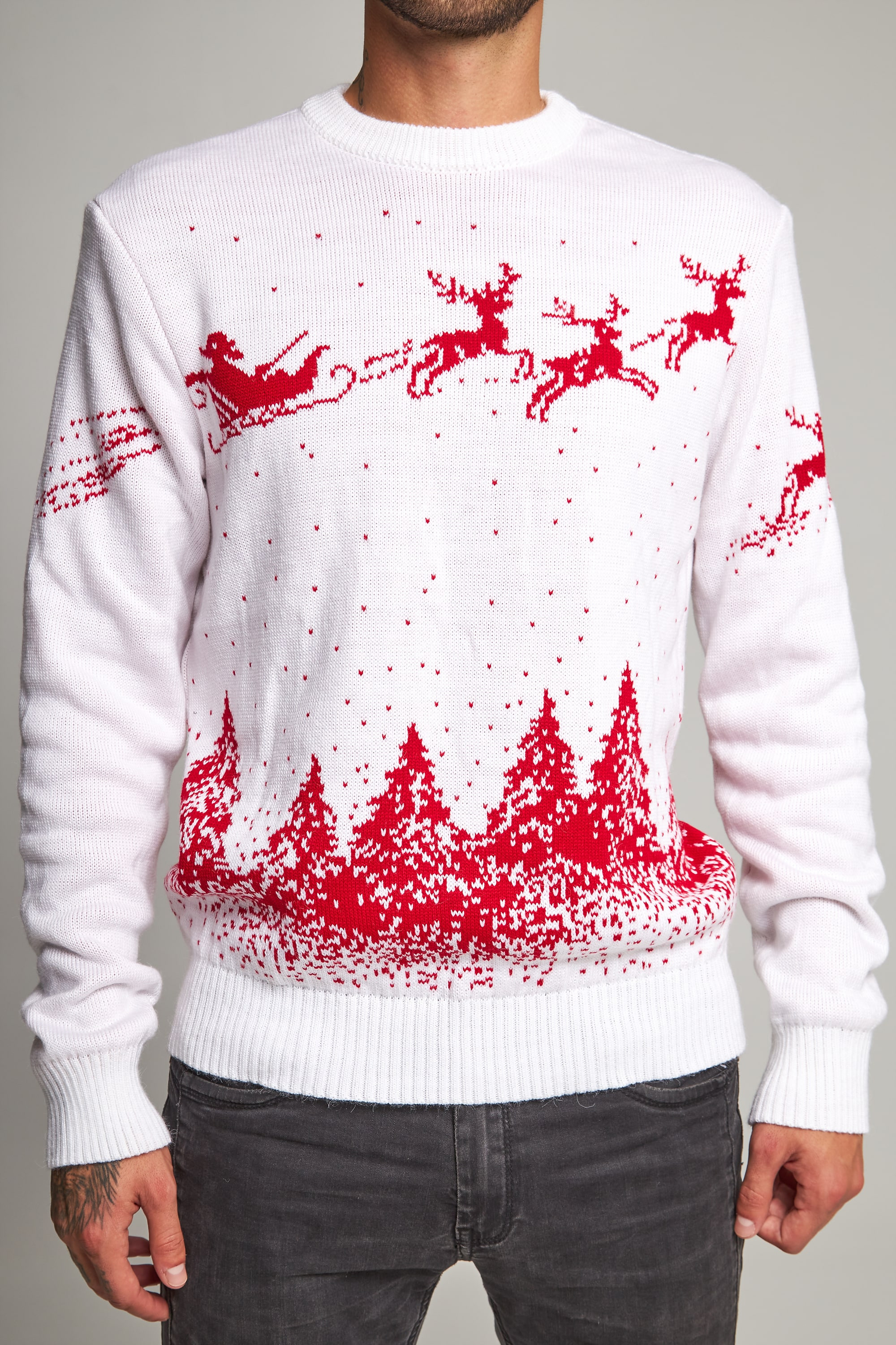 Male New Year's knitted sweater with deer