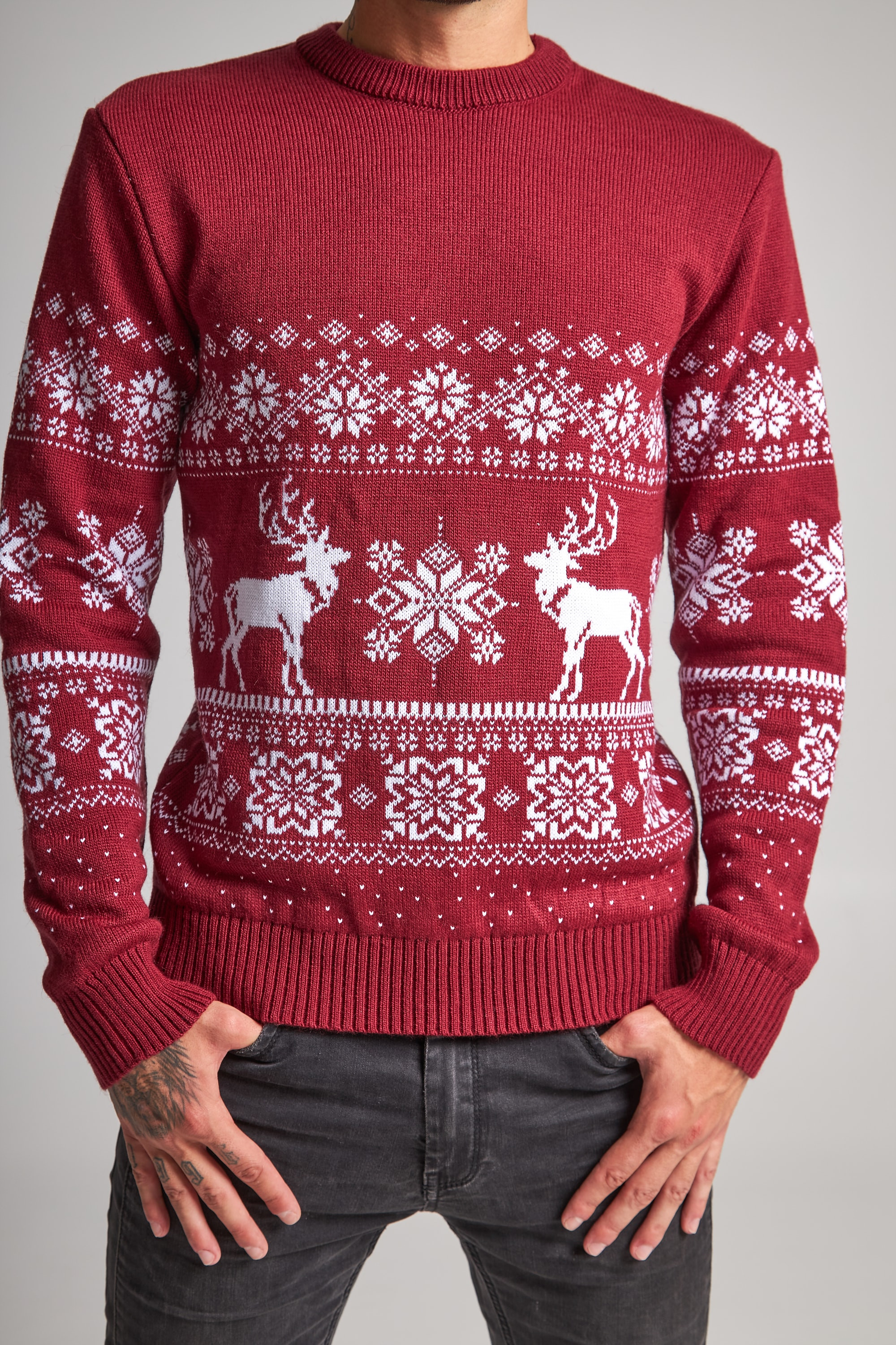 Male New Year's knitted sweater with deer 8