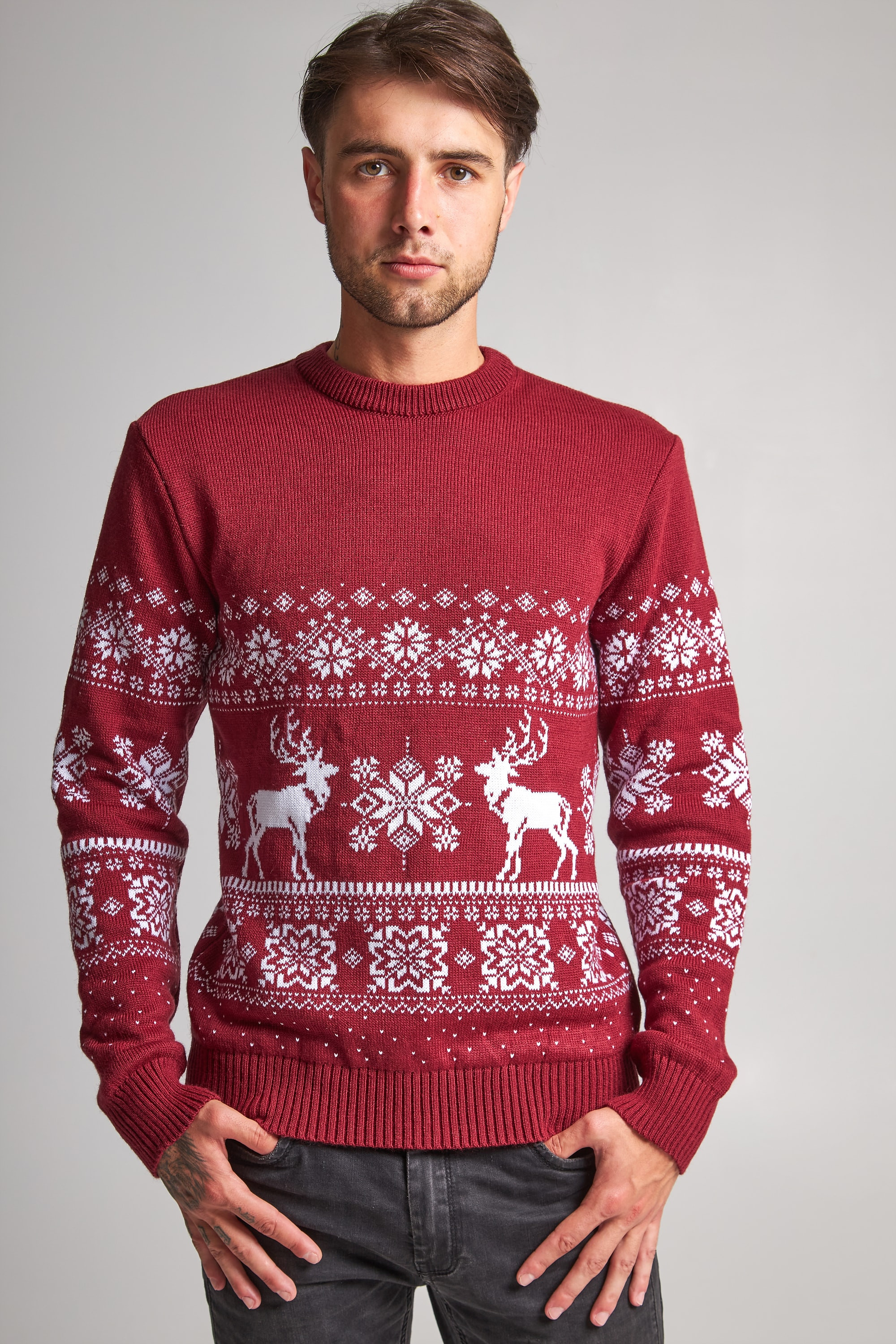 Male New Year's knitted sweater with deer 8