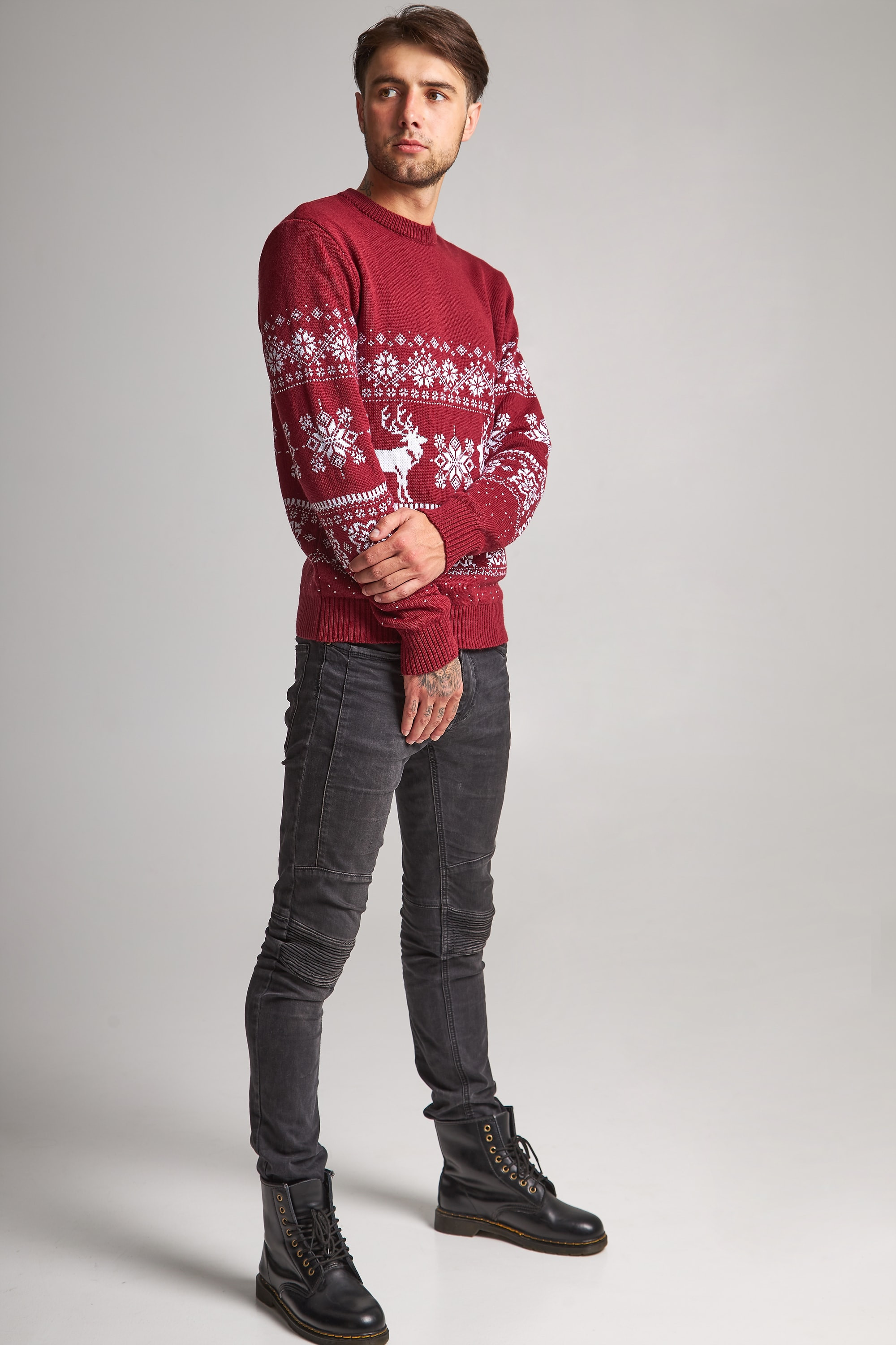 Male New Year's knitted sweater with deer 8 | S