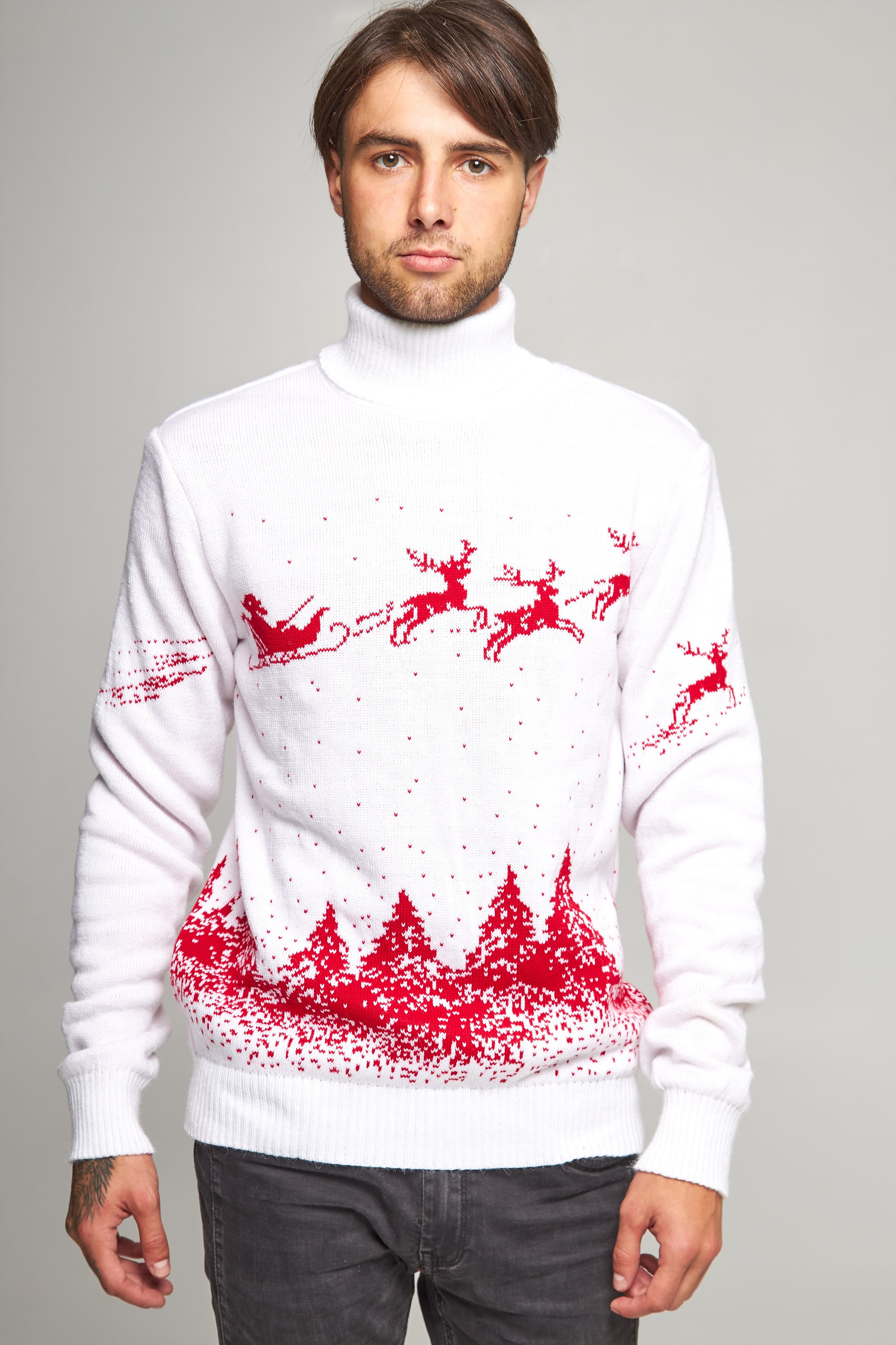 New Year's knitted sweater with deer 9 | S