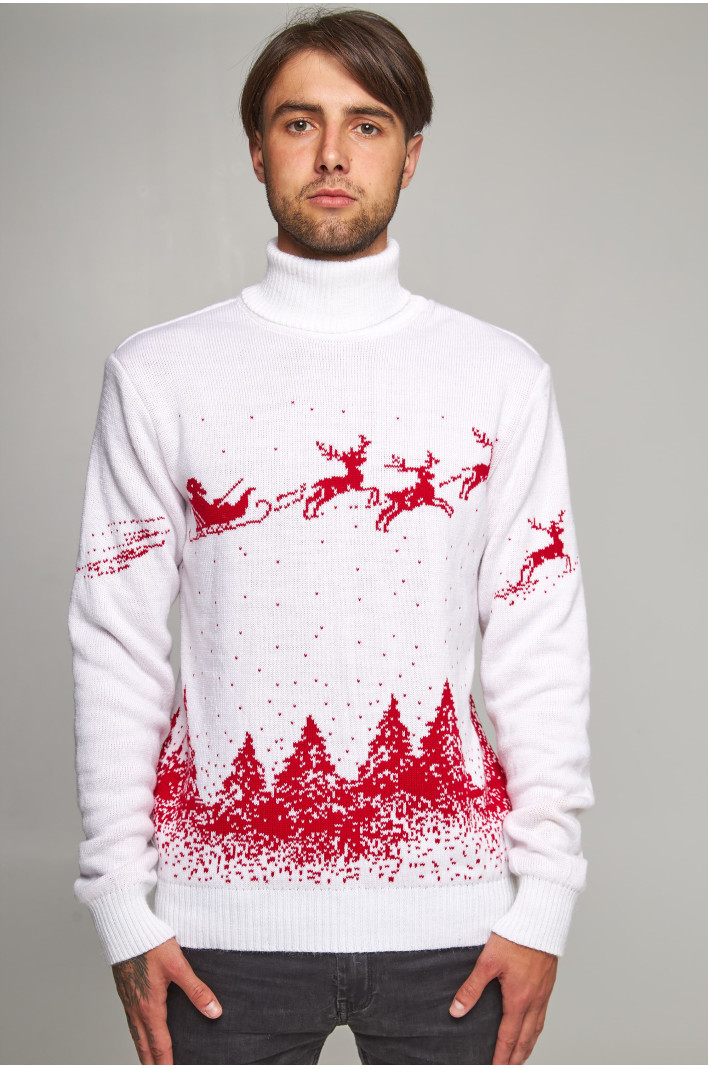 New Year's knitted sweater with deer 9 | S