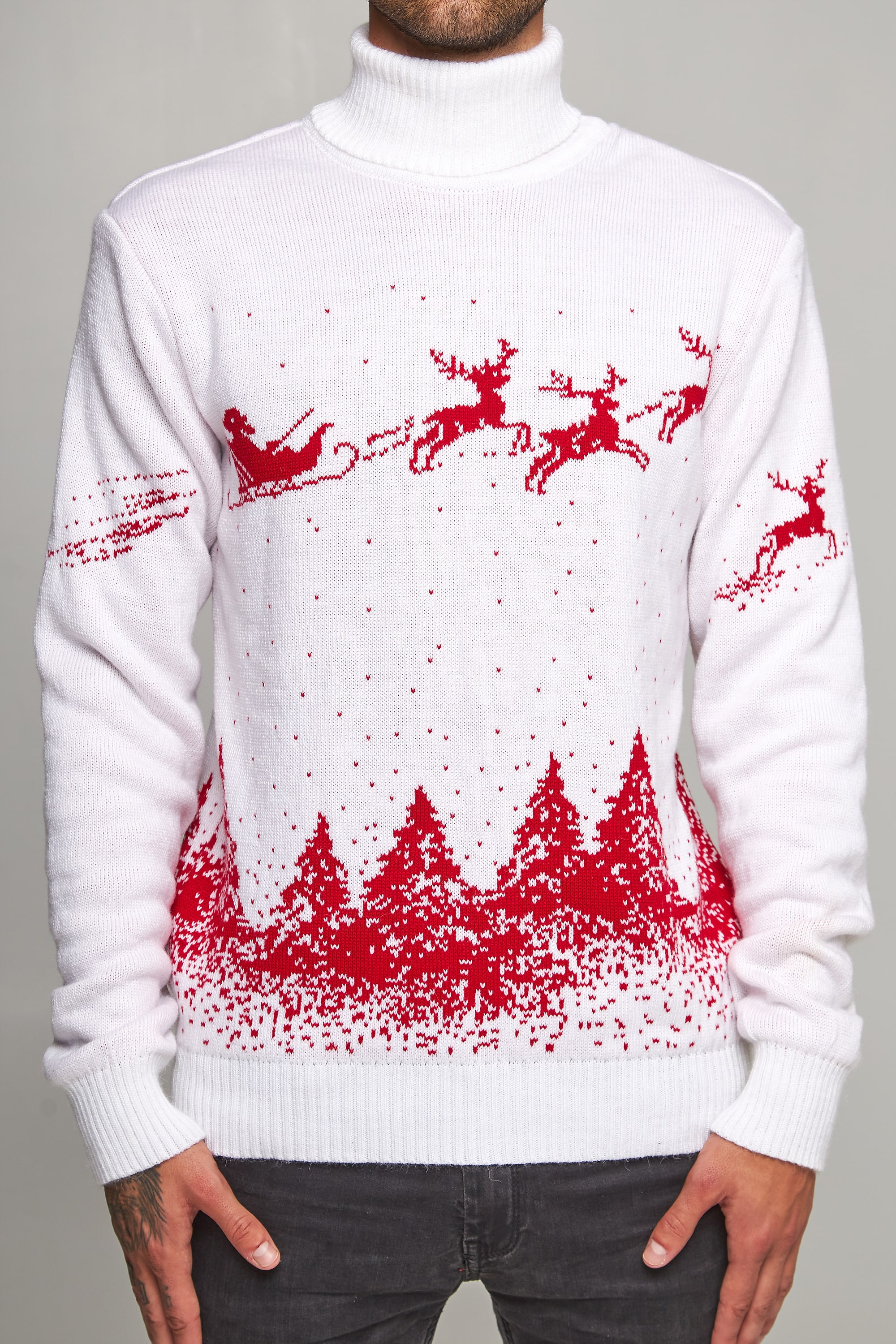 New Year's knitted sweater with deer 9 | S