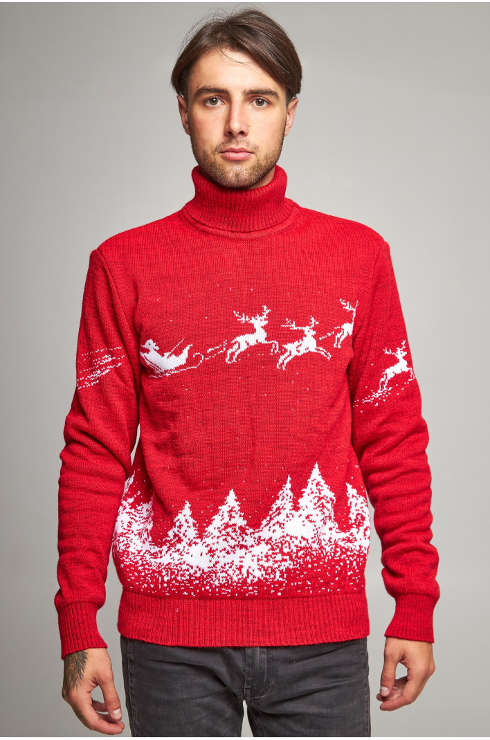 New Year's knitted sweater with deer 10 | S