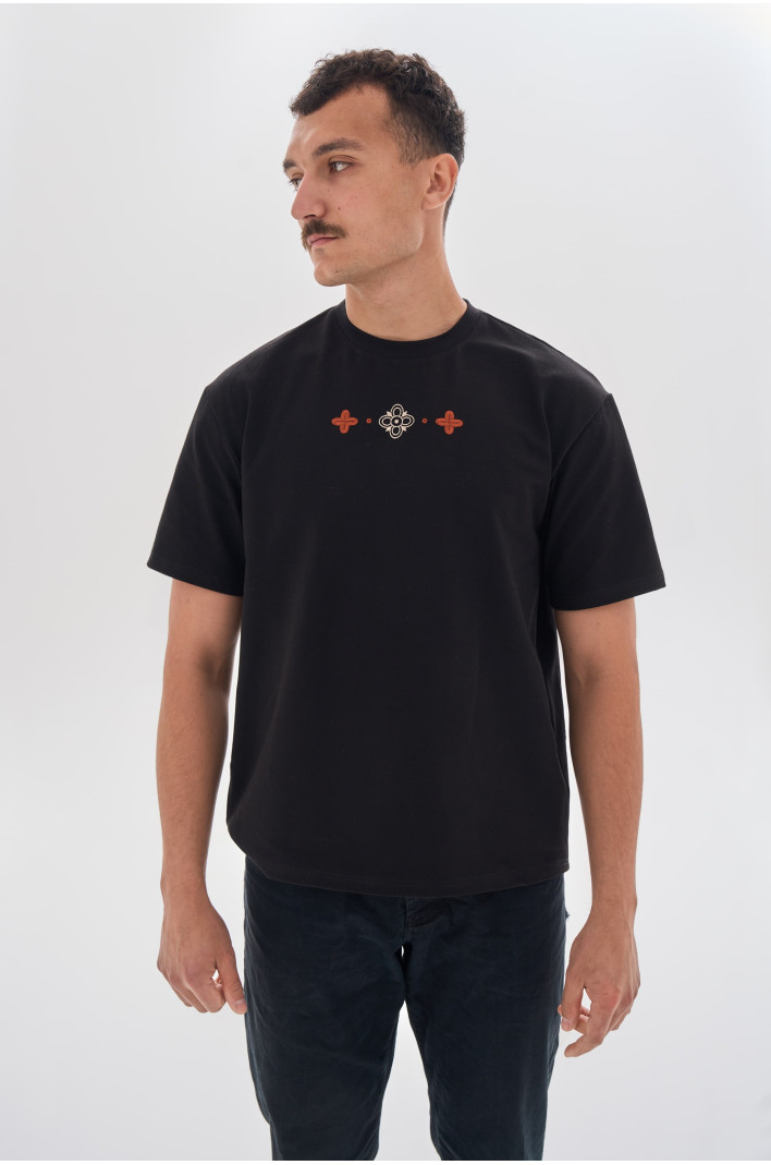 Men's embroidered black T-shirt Buda | XS-S