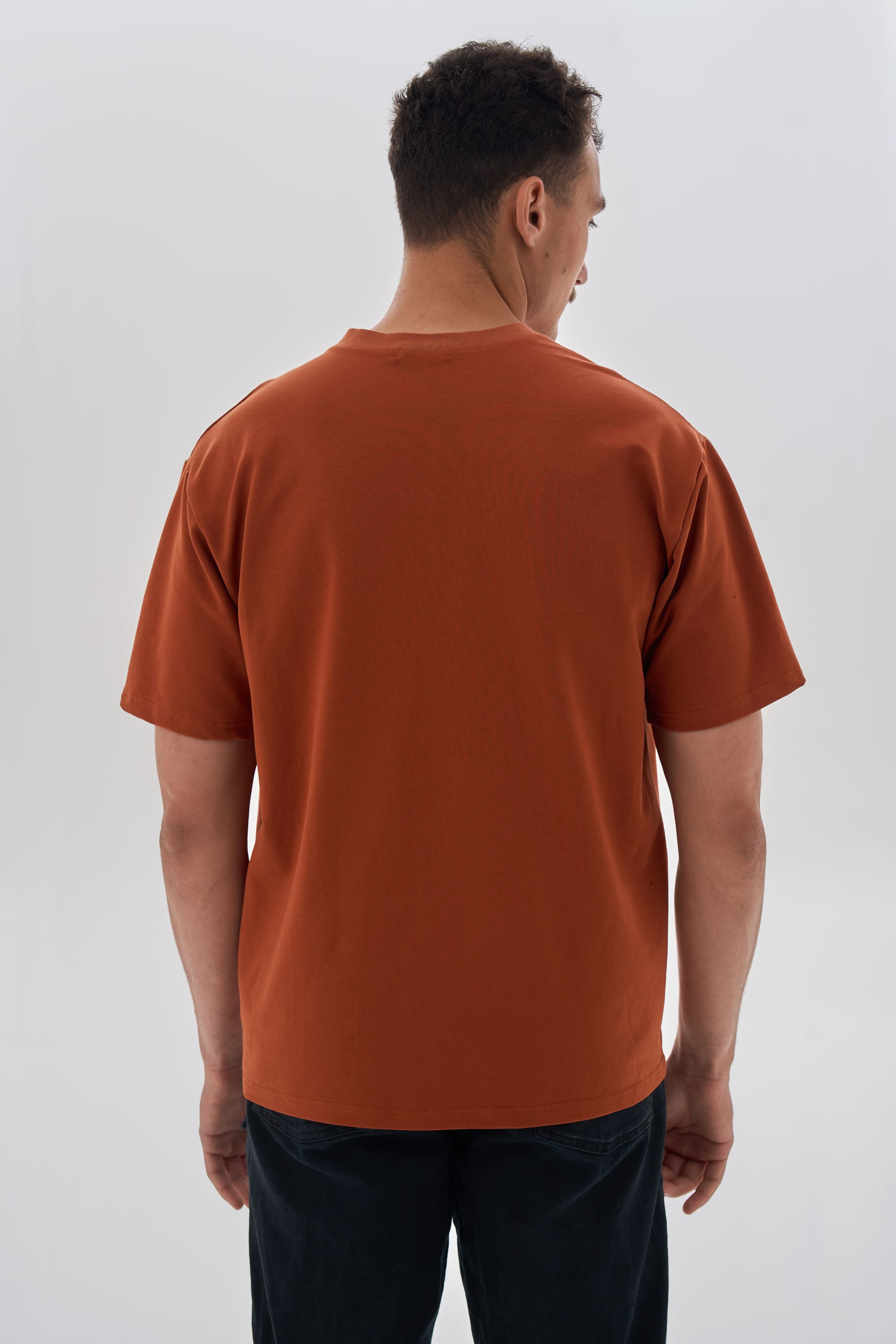 Men's embroidered brown T-shirt Buda | XS-S