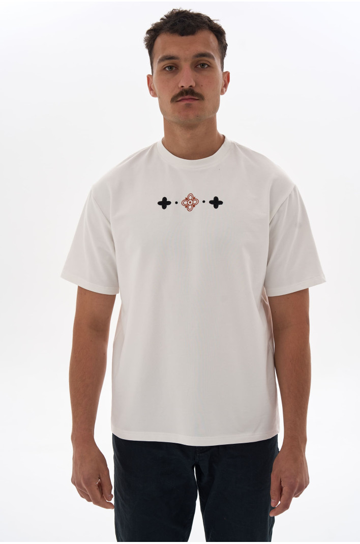 Men's embroidered white T-shirt Buda | XS-S