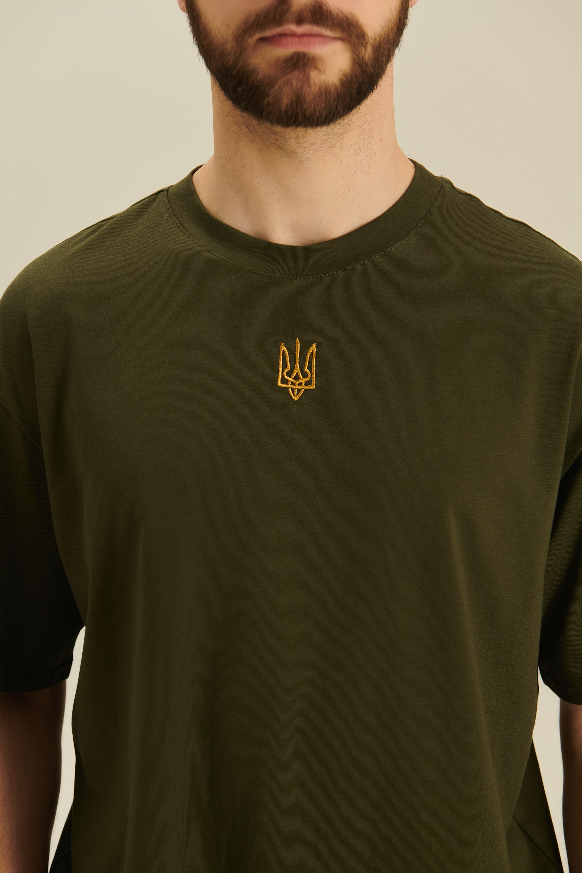 Men's embroidered T-shirt with the coat of arms of Ukraine