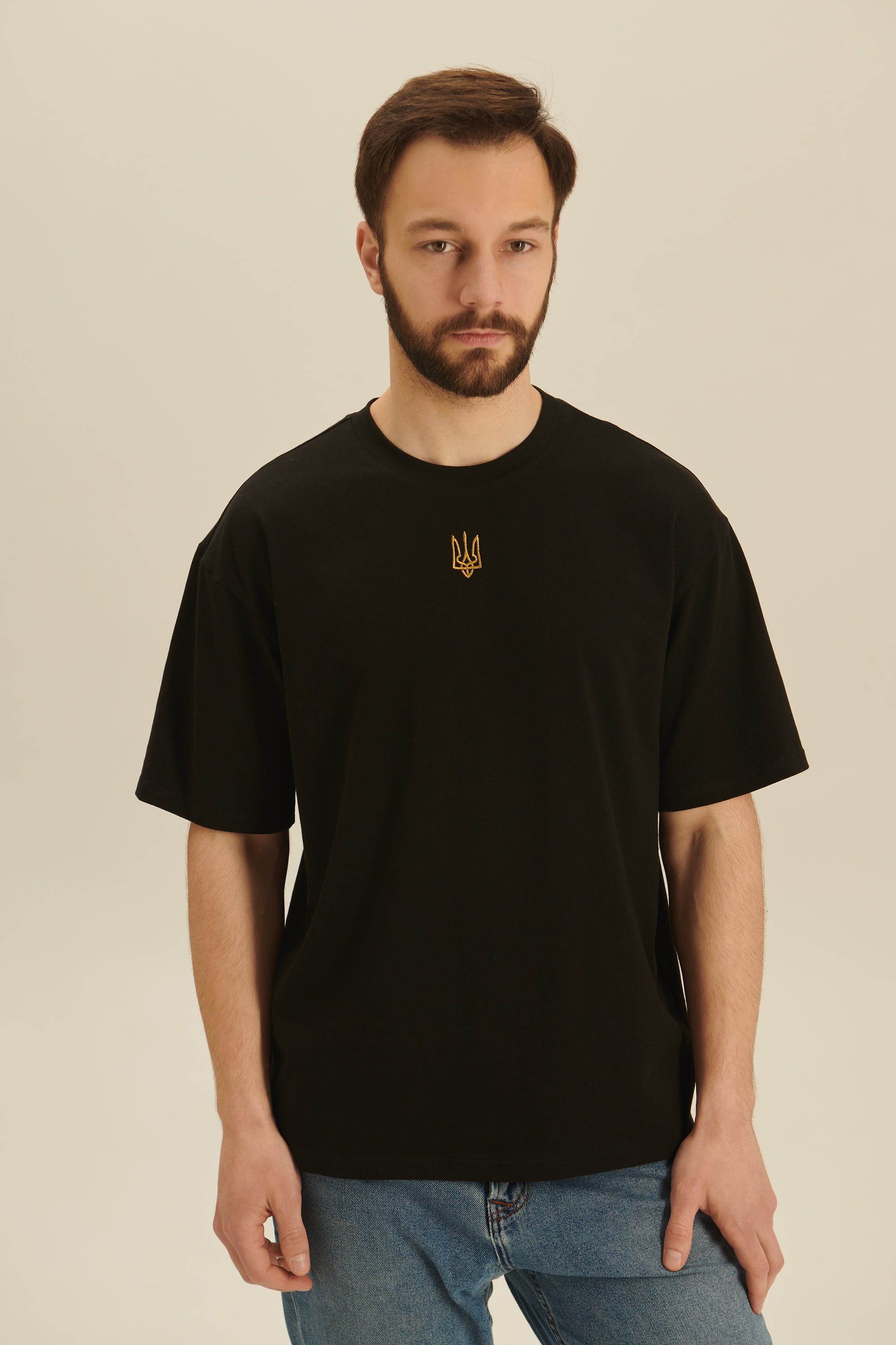 Men's embroidered T-shirt with the coat of arms of Ukraine 2