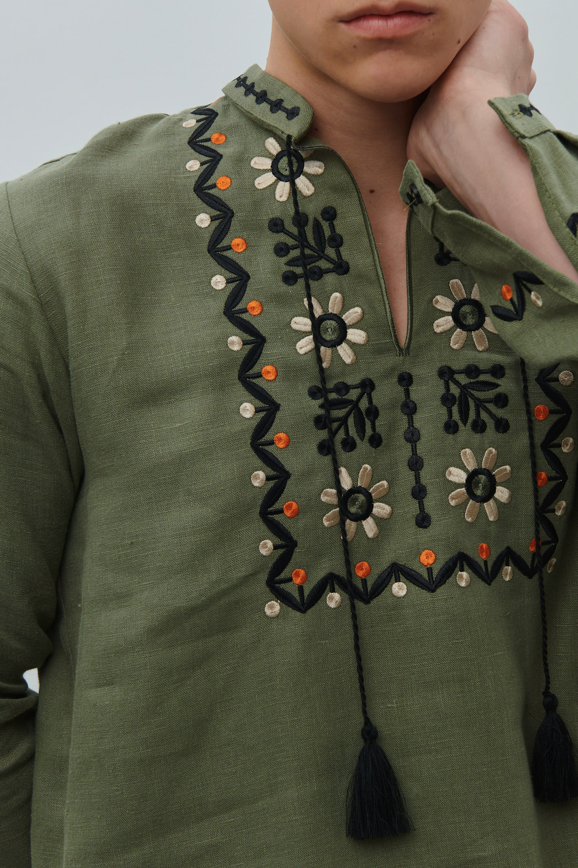 Men's embroidered linen shirt Rozkvit | XS | 44