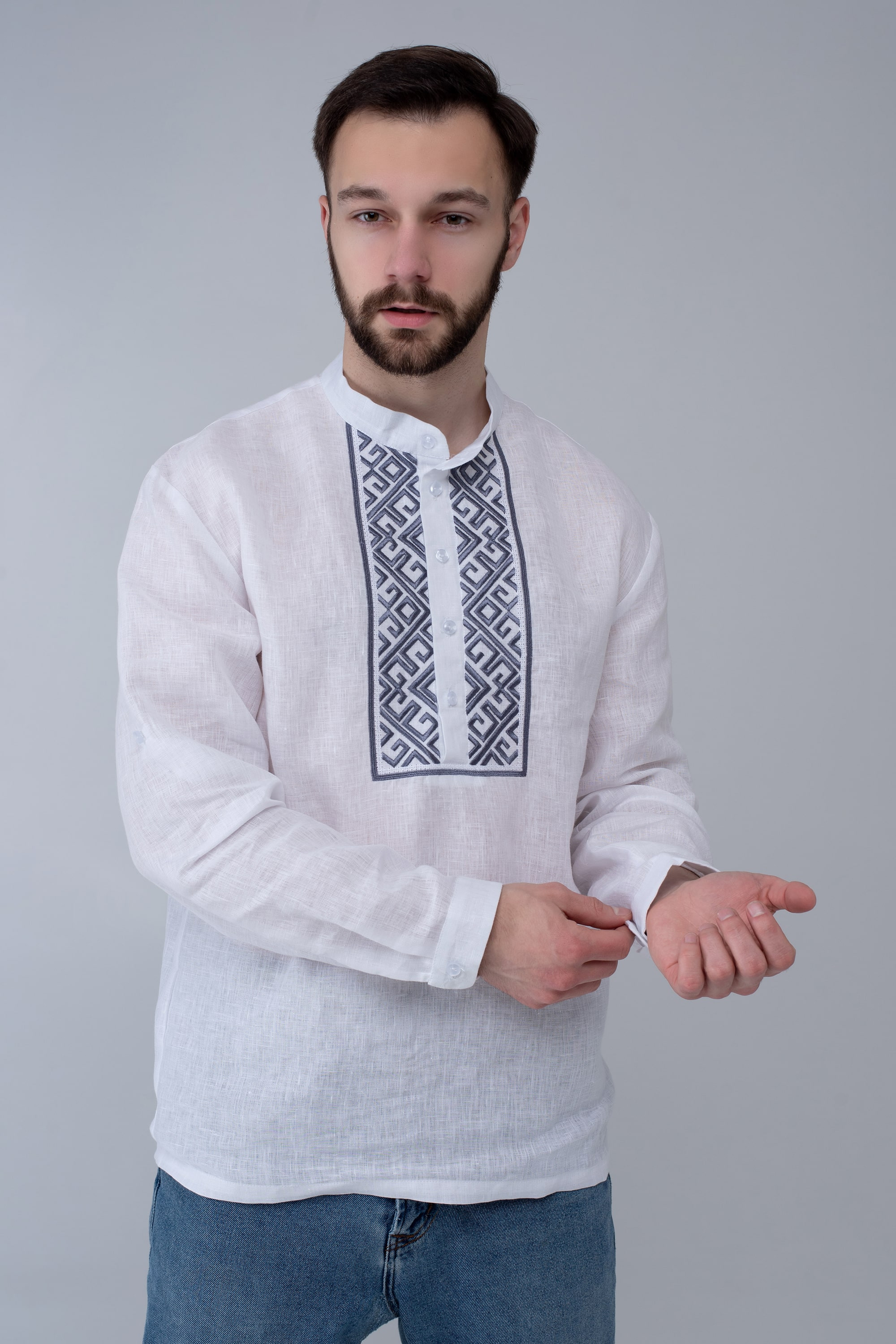 Men's embroidered shirt with a strap Men's embroidered shirt with a strap