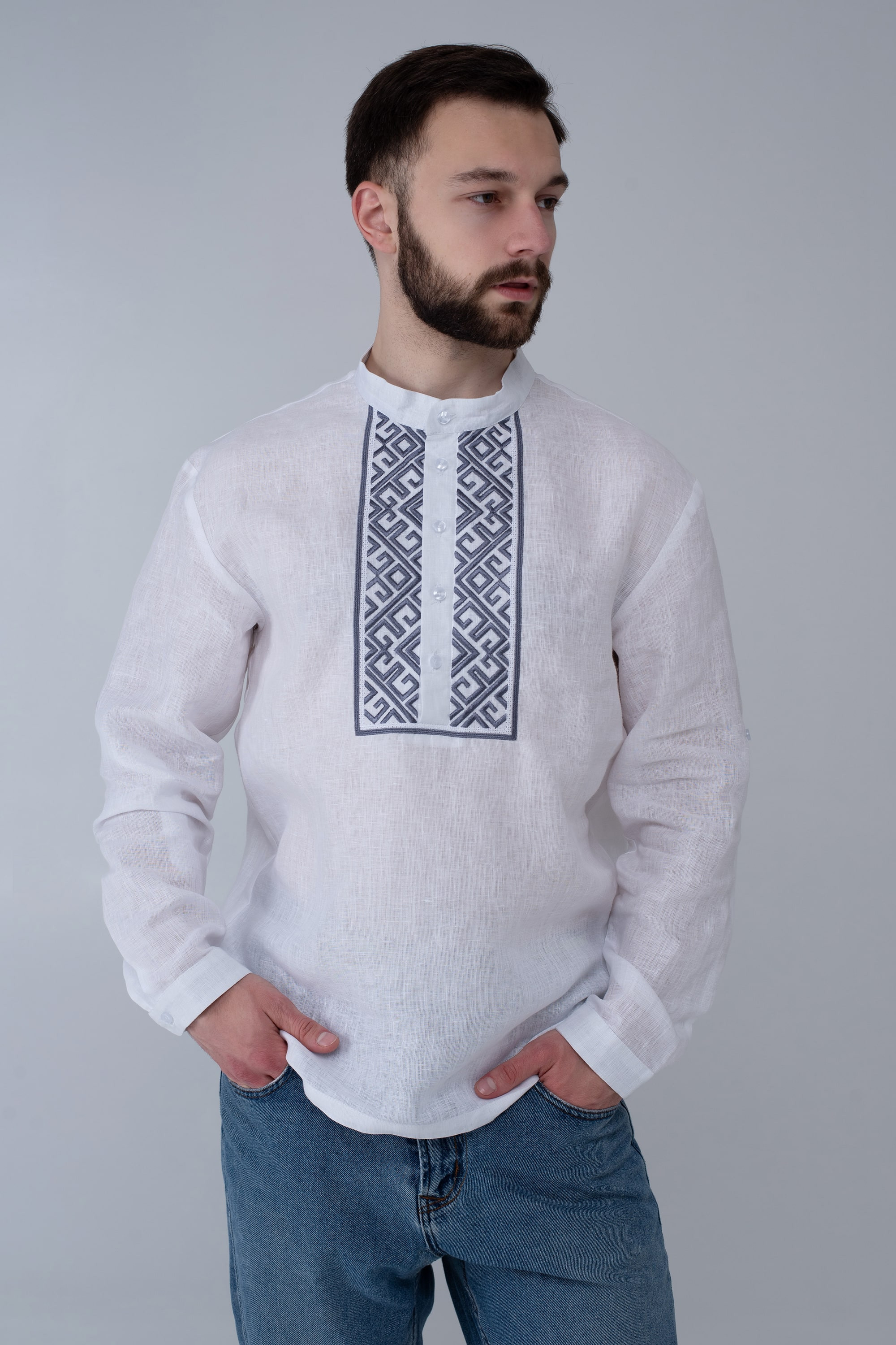 Men's embroidered shirt with a strap Men's embroidered shirt with a strap