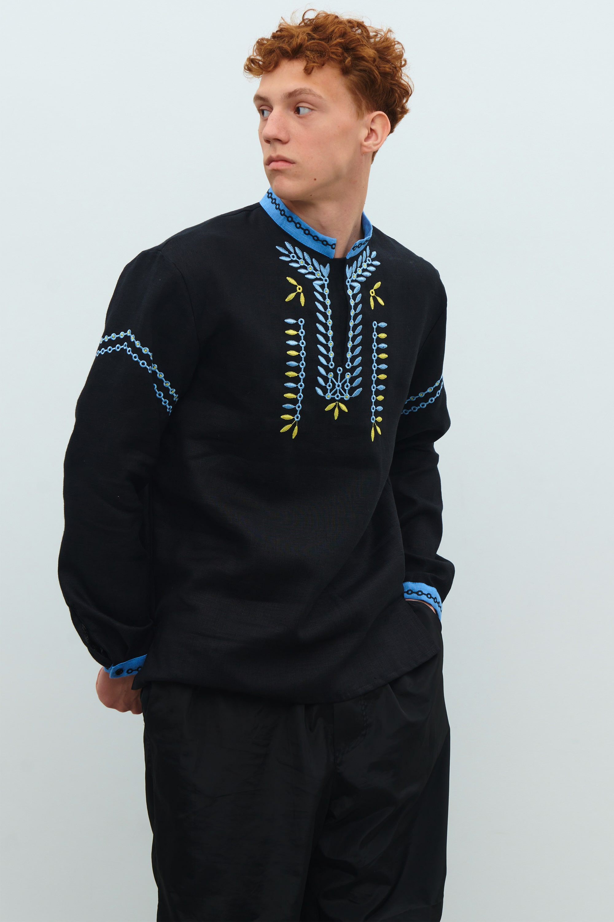 Men's embroidered linen shirt Rye