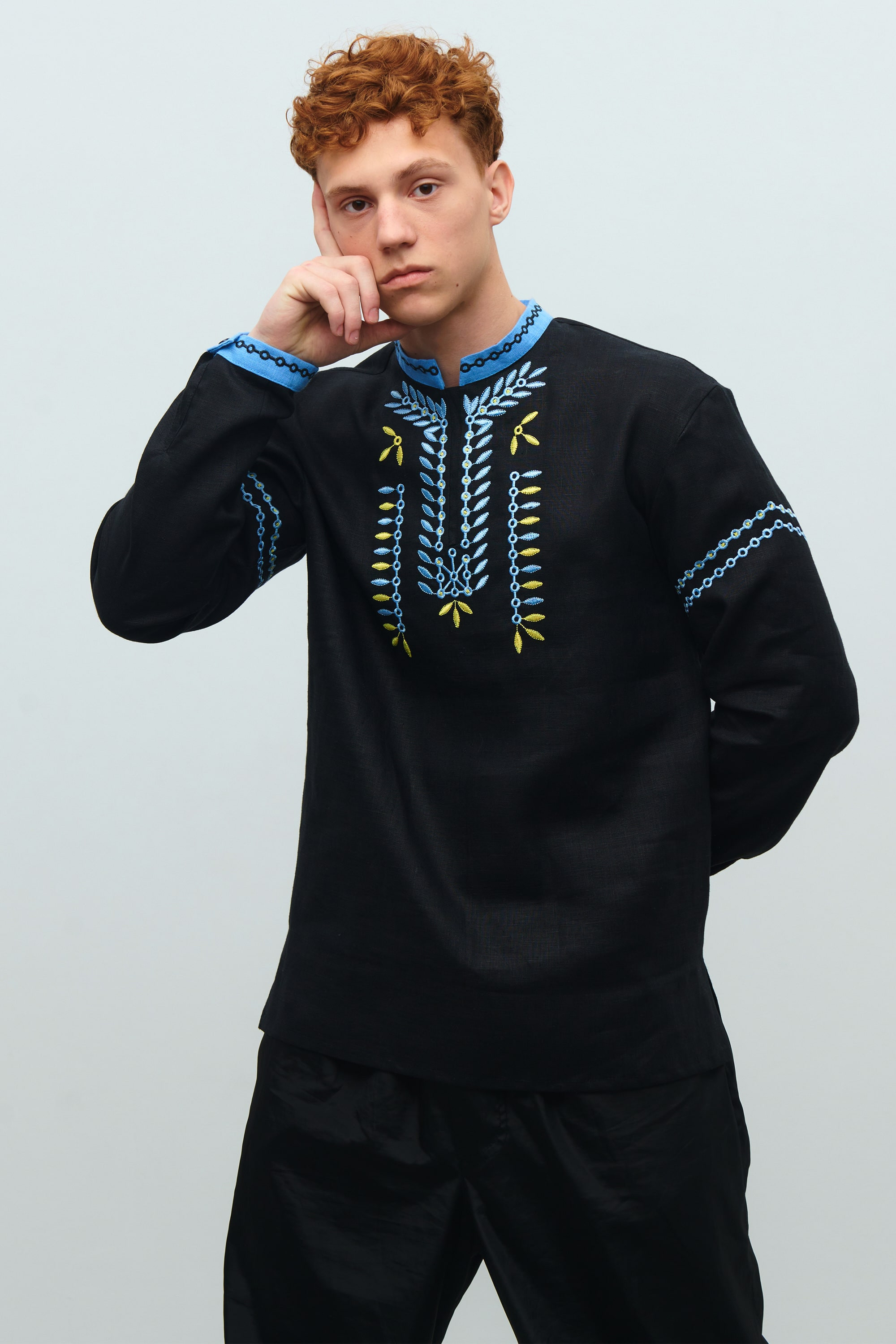 Men's embroidered linen shirt Rye