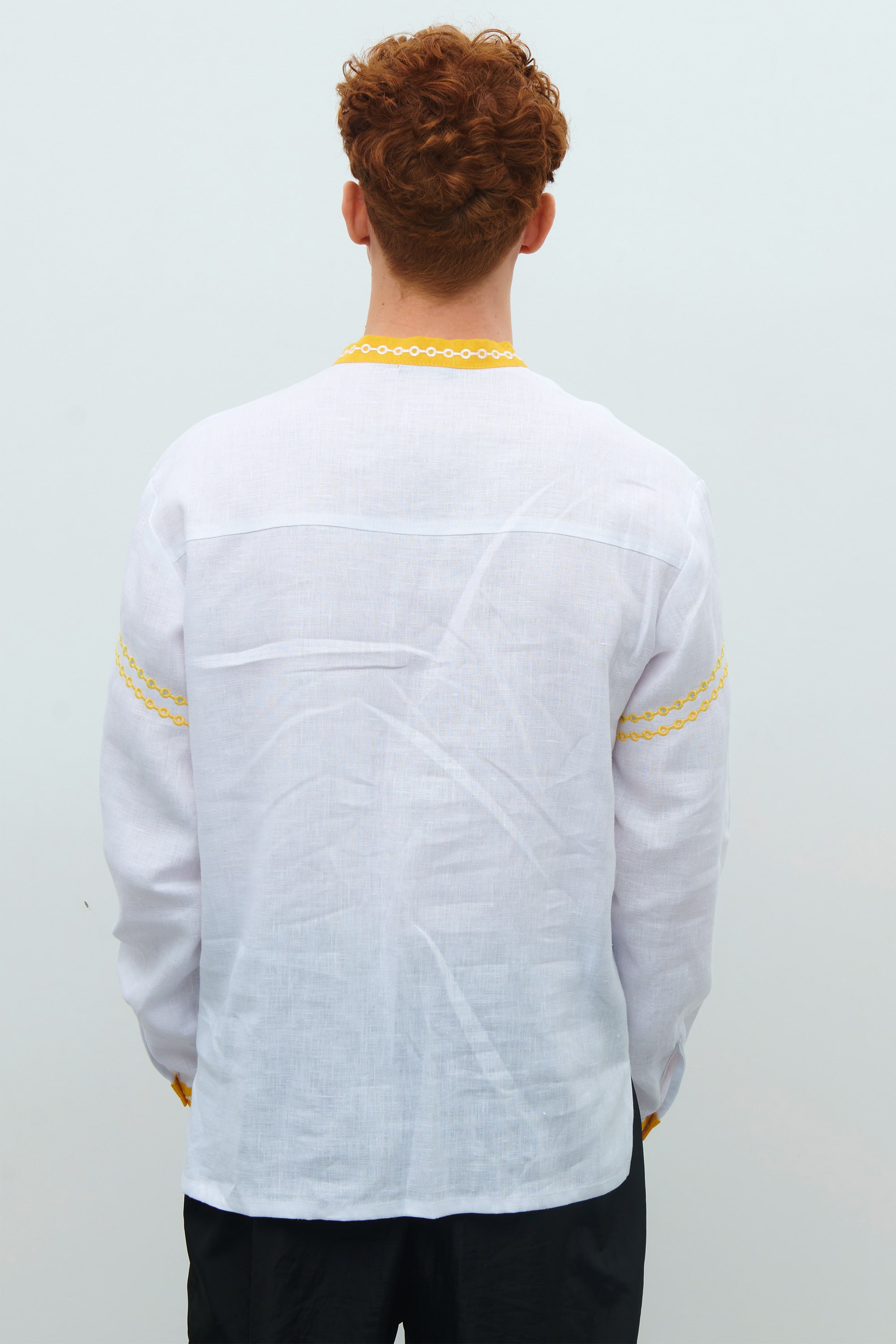 Men's white embroidered linen shirt Rye