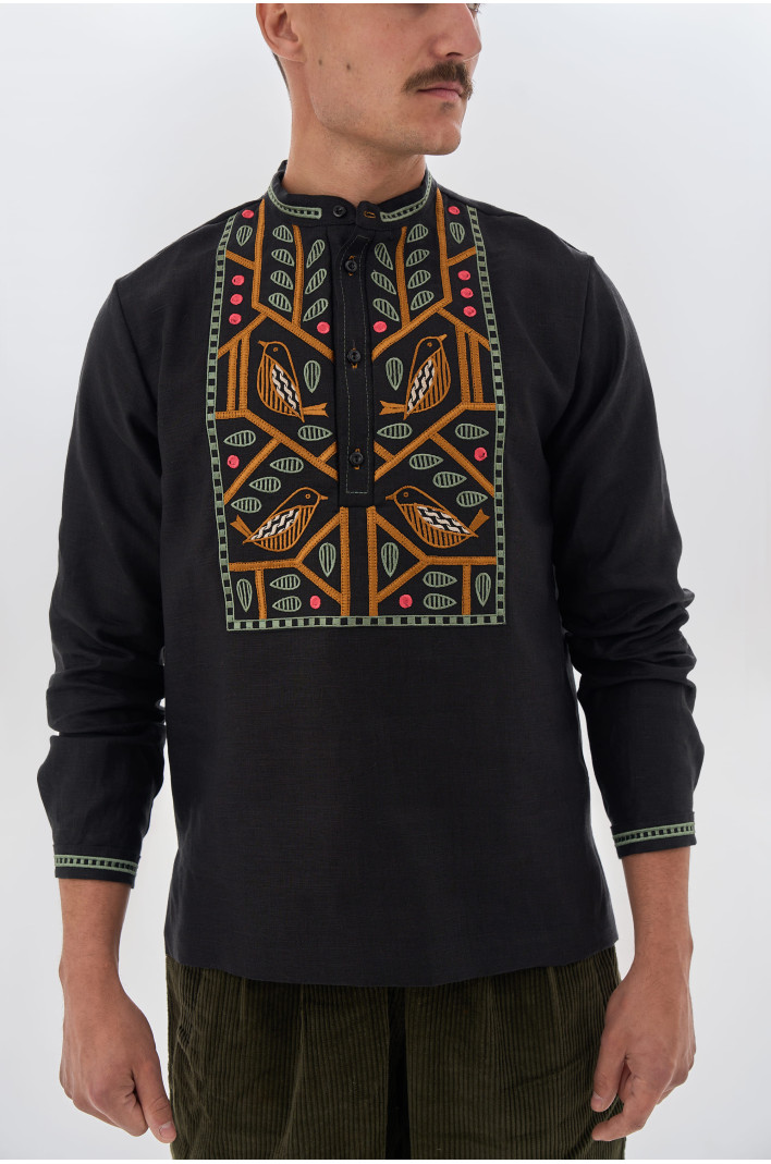 Men's blackembroidered shirt Love Ukraine 2 | XS | 44