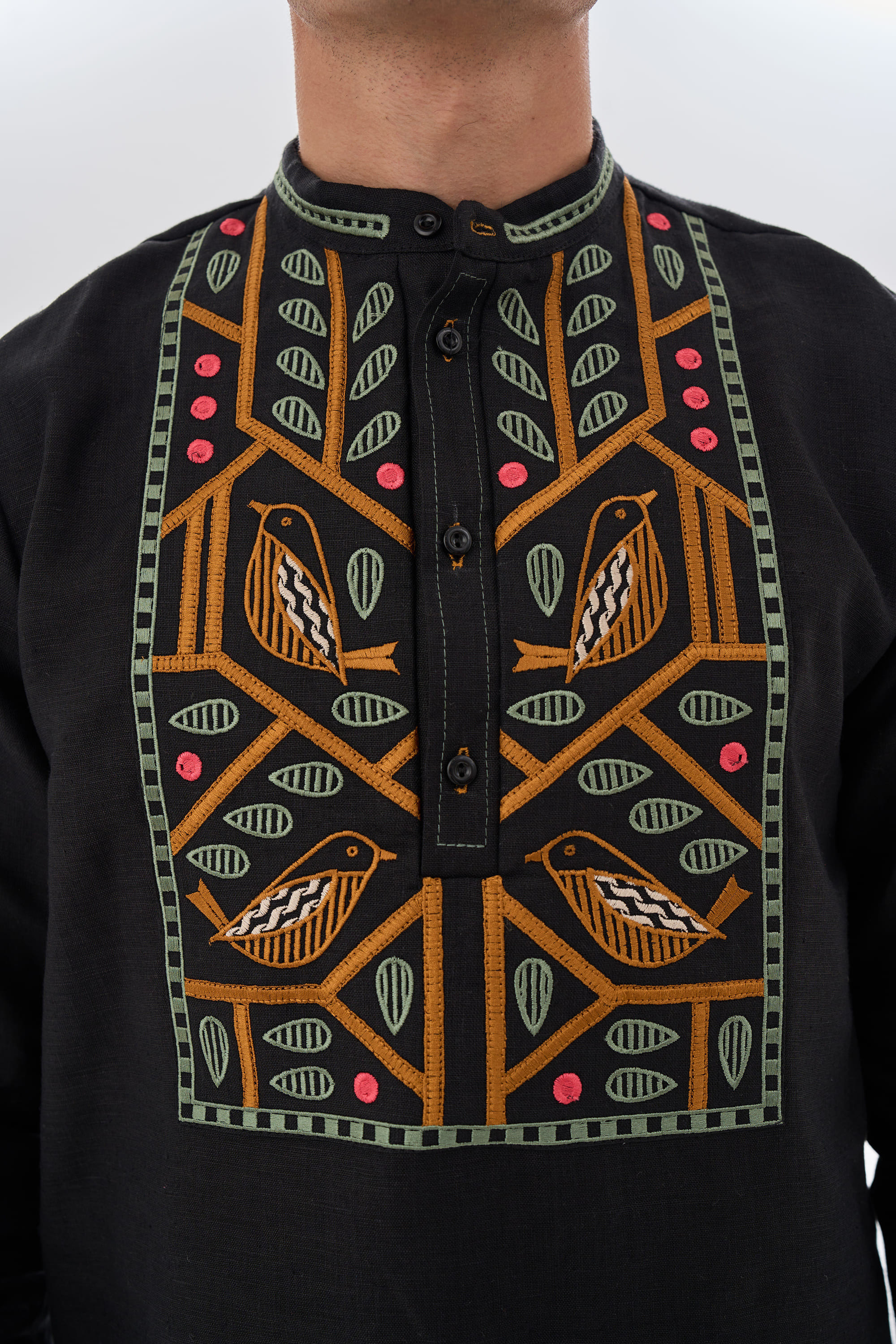 Men's blackembroidered shirt Love Ukraine 2 | XS | 44