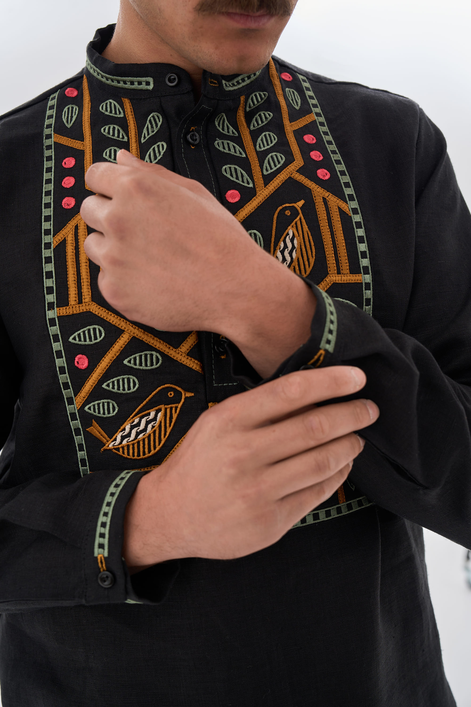 Men's blackembroidered shirt Love Ukraine 2 | XS | 44