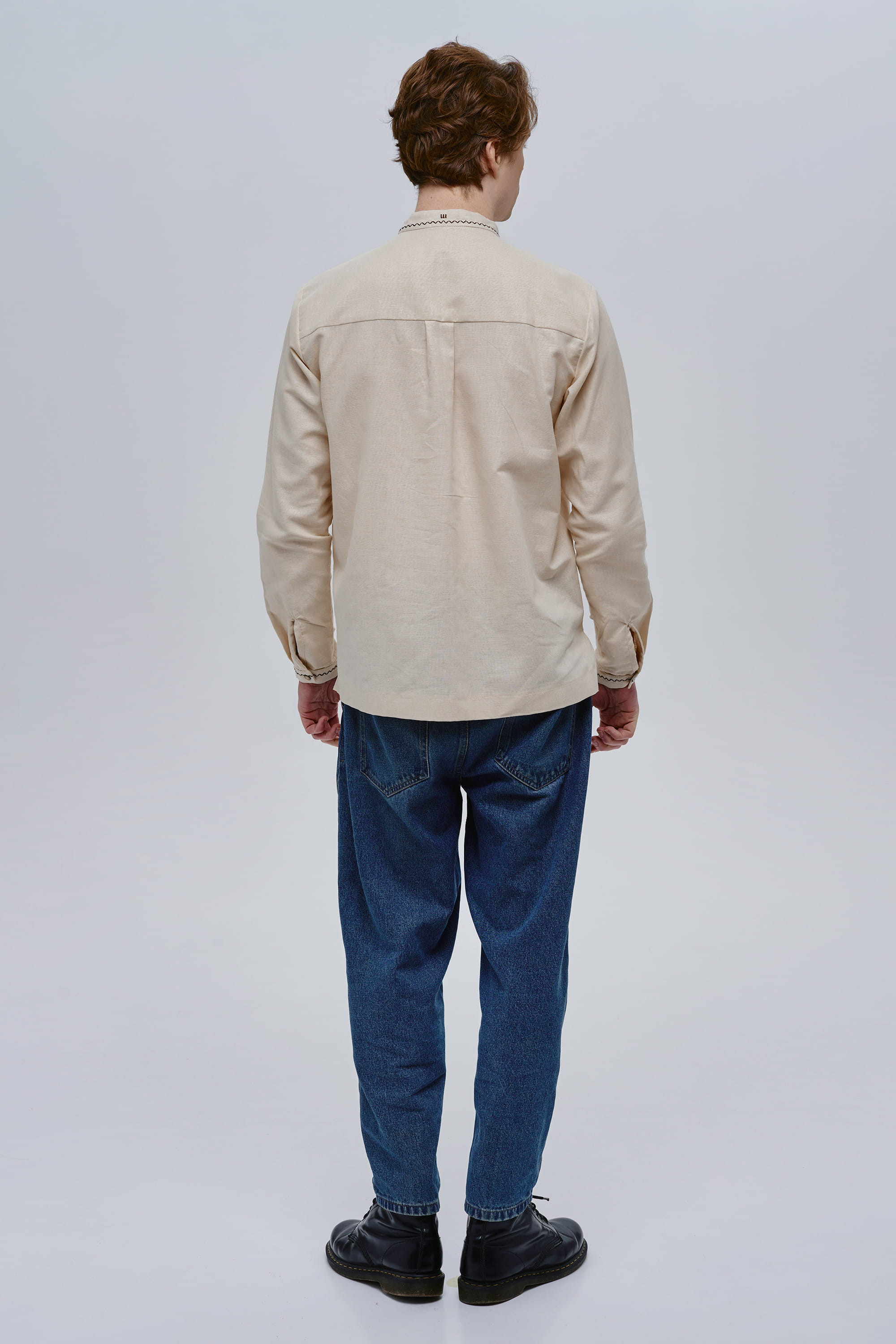 Beige embroidered men's shirt Huli-Huli | XS | 44