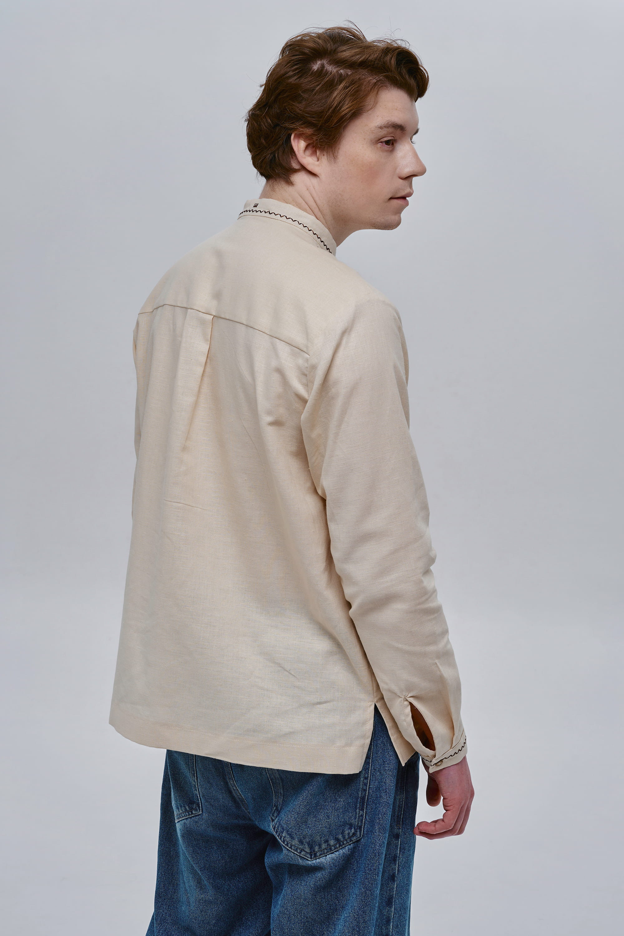 Beige embroidered men's shirt Huli-Huli | XS | 44