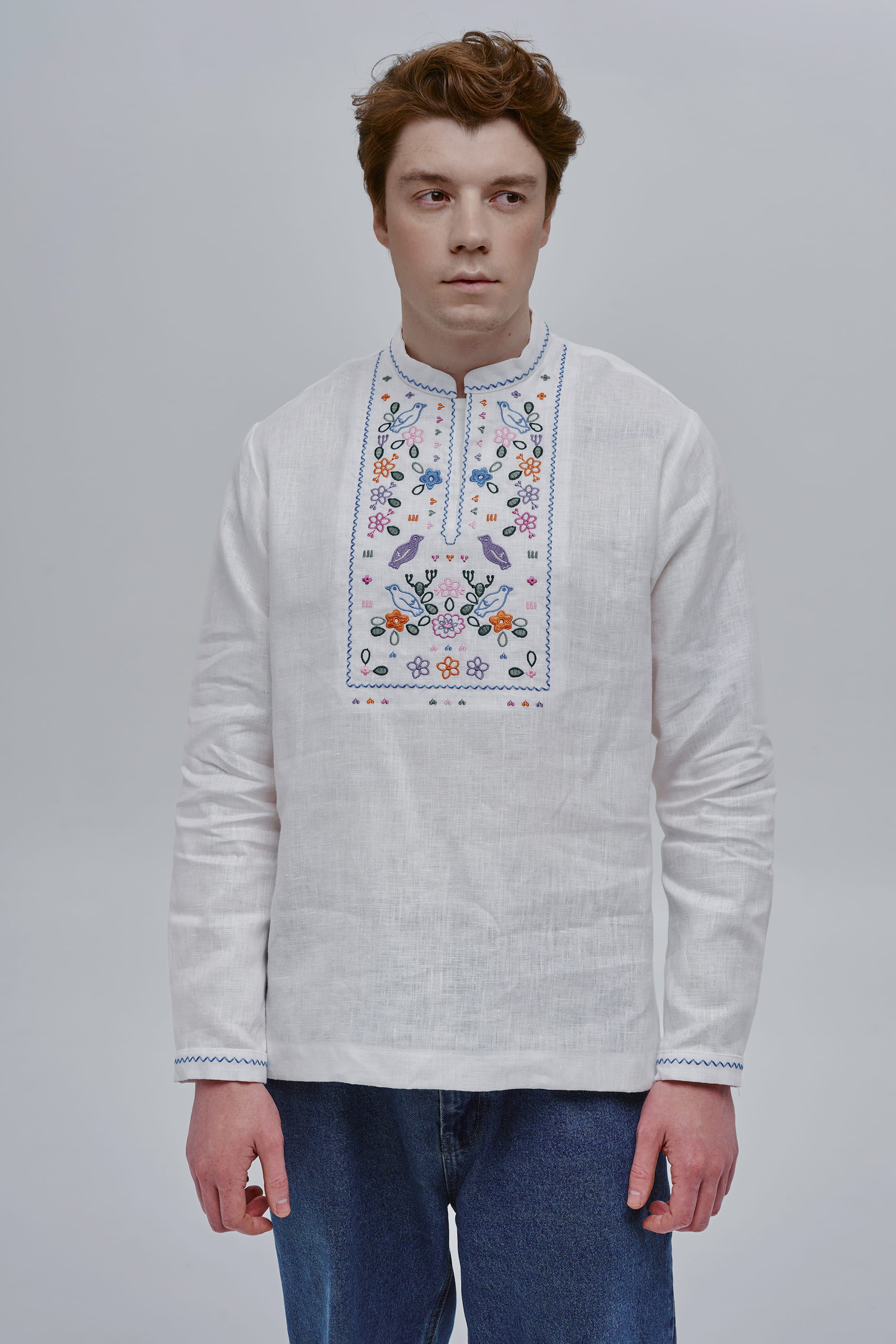 White embroidered men's shirt Huli-Huli White embroidered men's shirt Huli-Huli