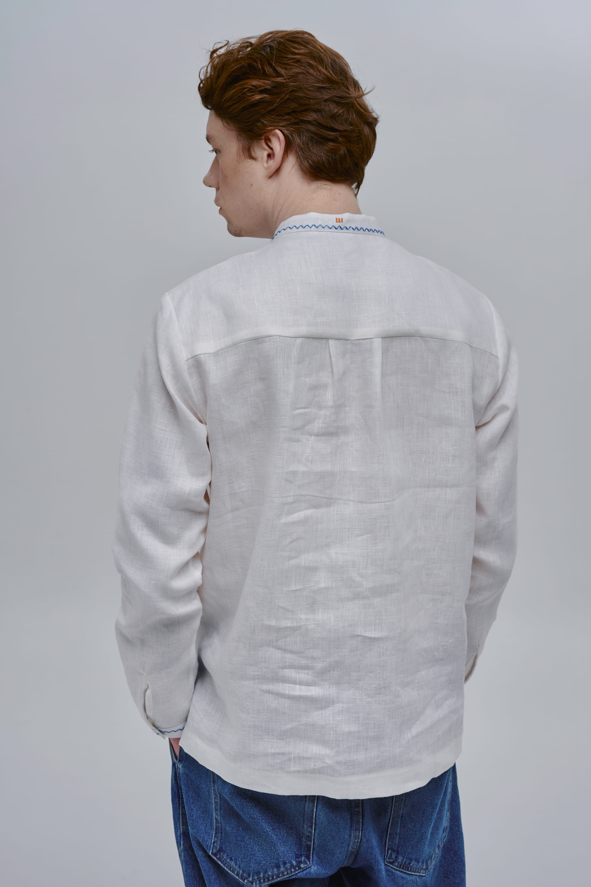 White embroidered men's shirt Huli-Huli | XS | 44