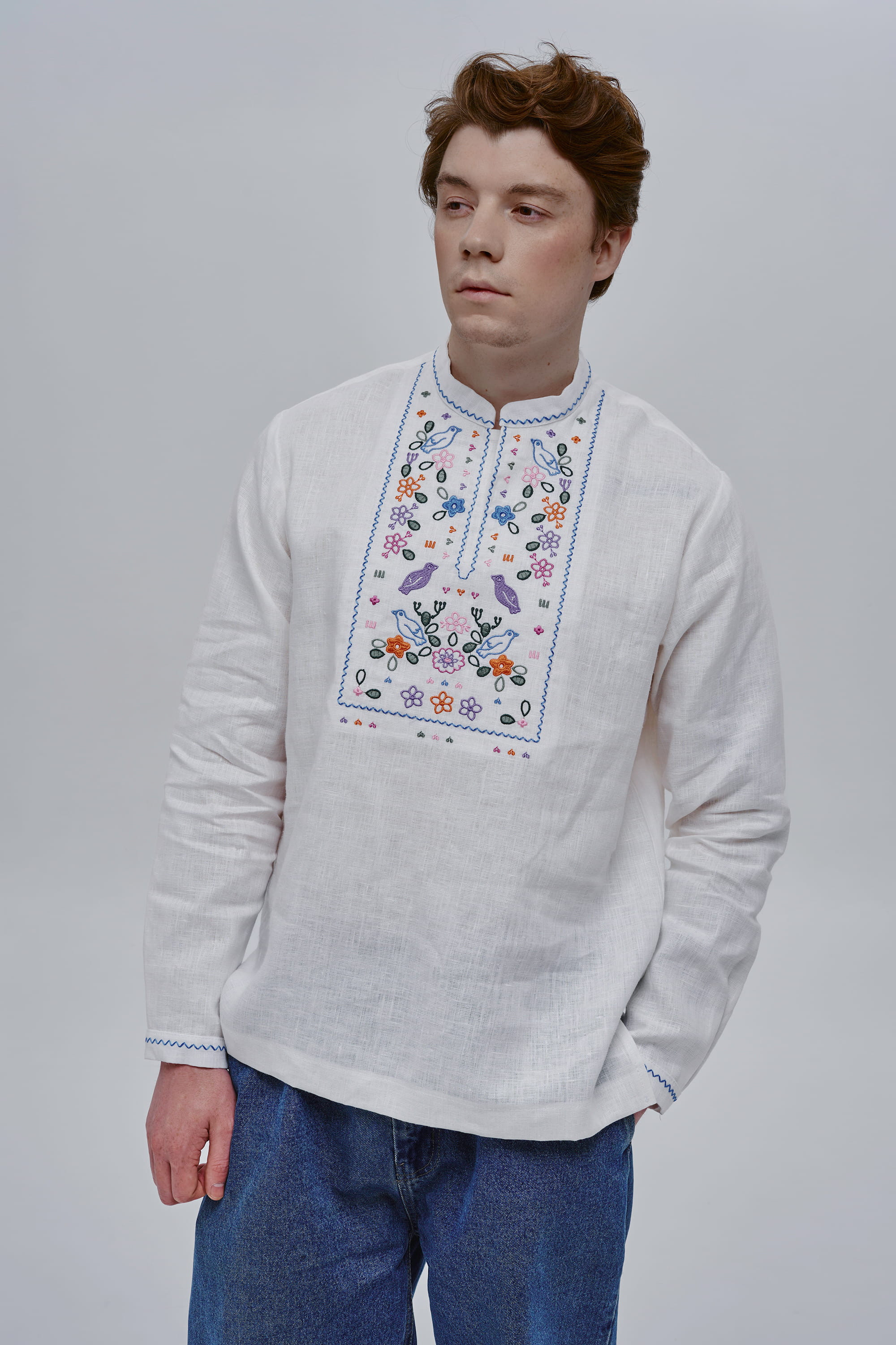 White embroidered men's shirt Huli-Huli White embroidered men's shirt Huli-Huli