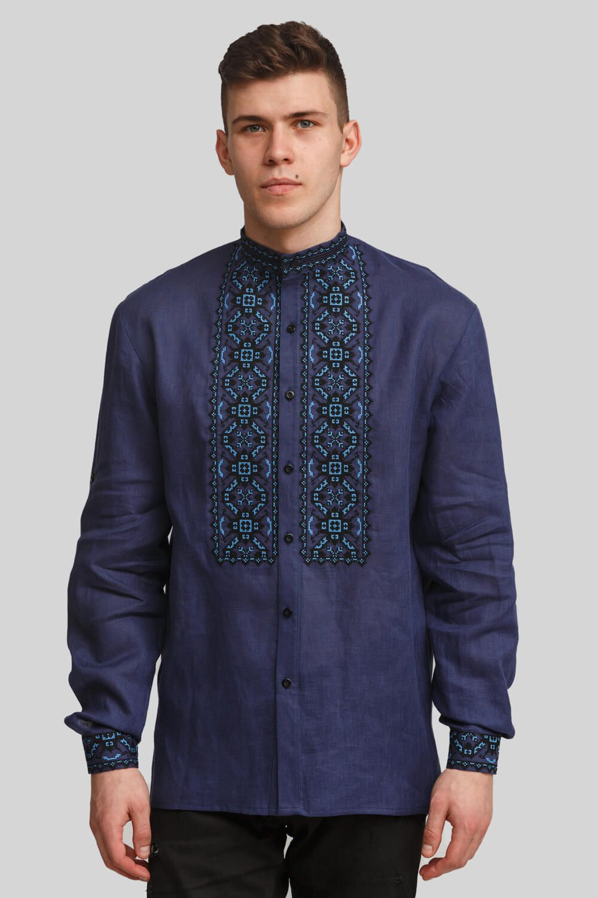 Чоловіча вишита сорочка вишиванка Navy blue