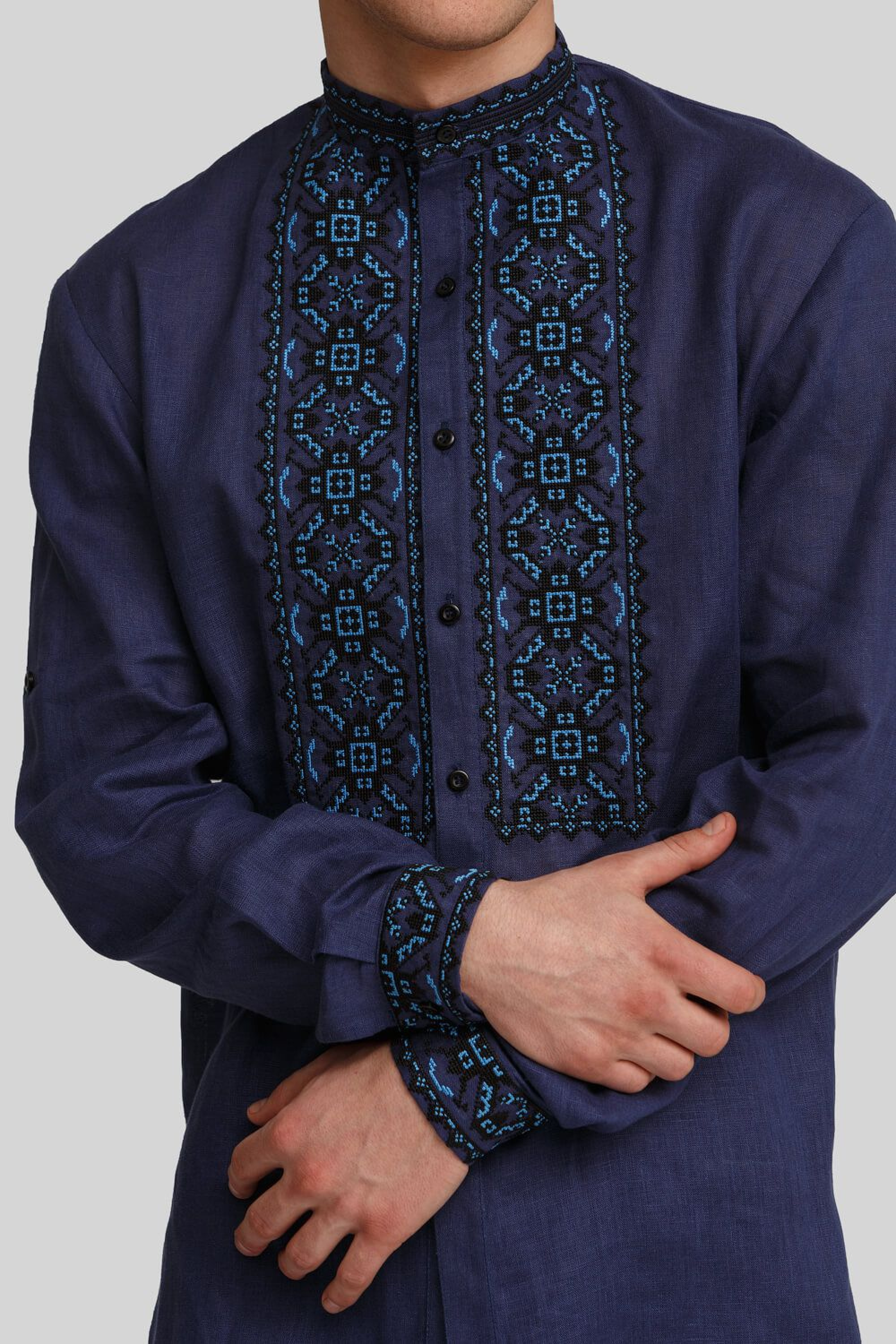 Чоловіча вишита сорочка вишиванка Navy blue