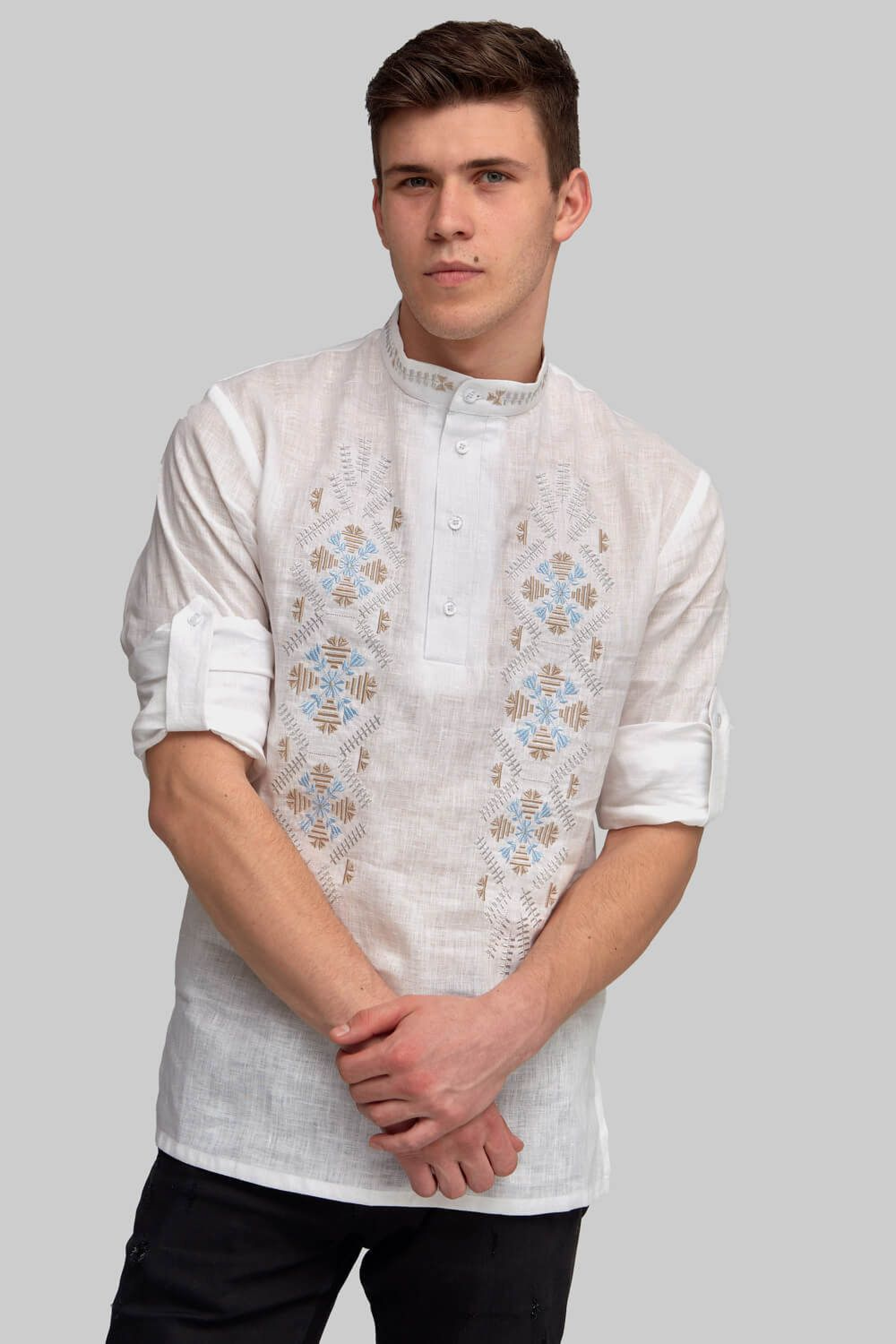 Men's embroidered shirt of embroidery White 6