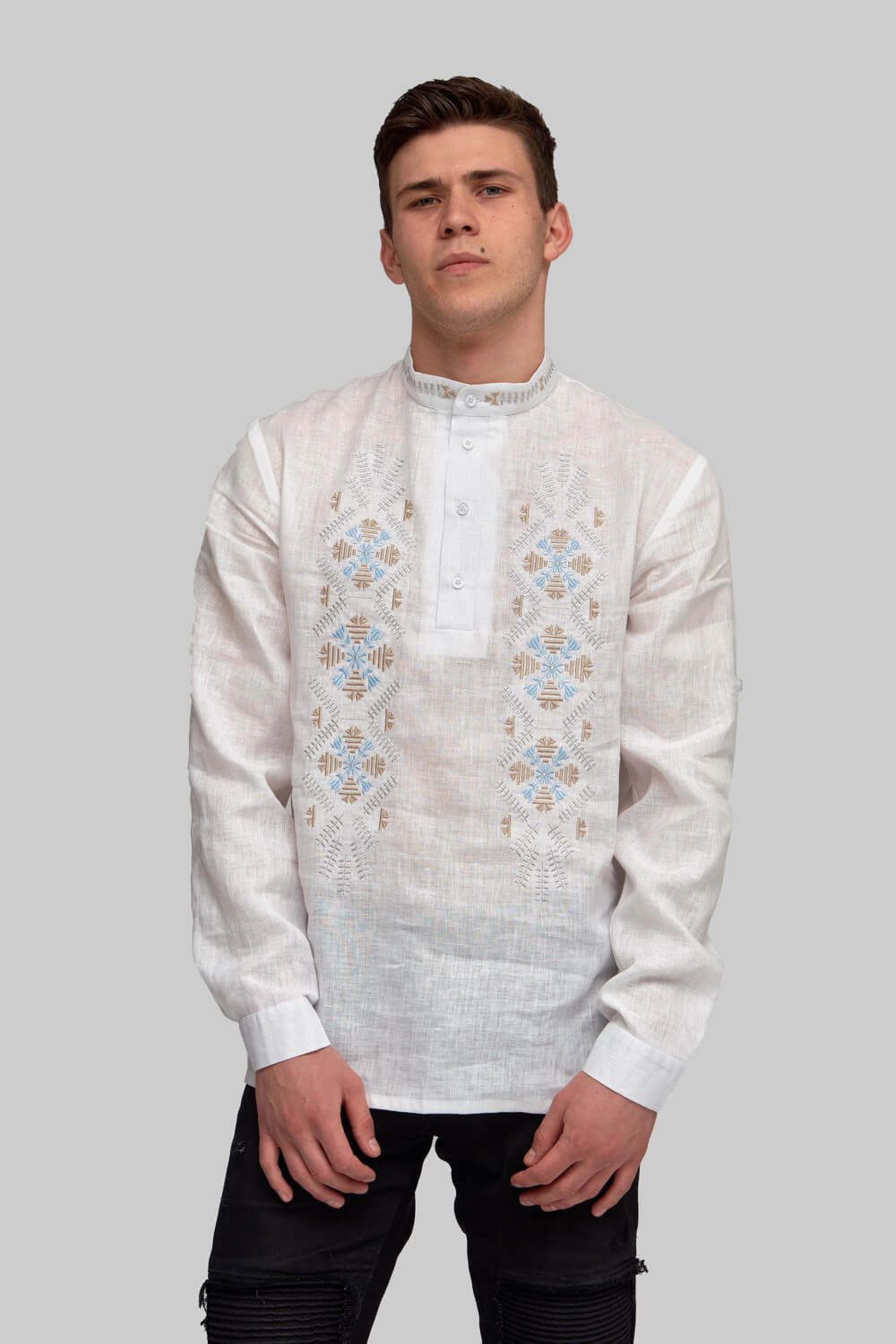 Men's embroidered shirt of embroidery White 6