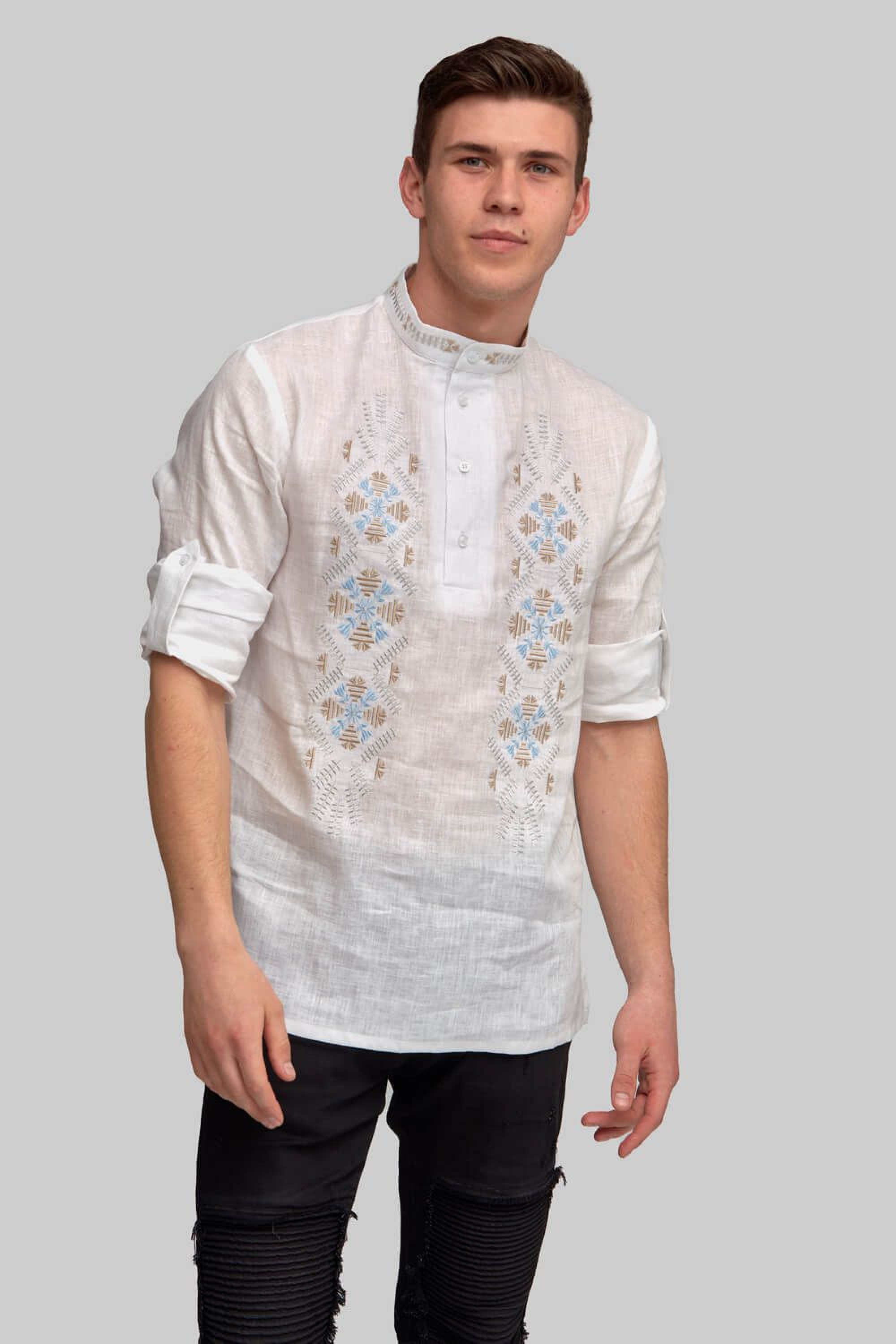 Men's embroidered shirt of embroidery White 6