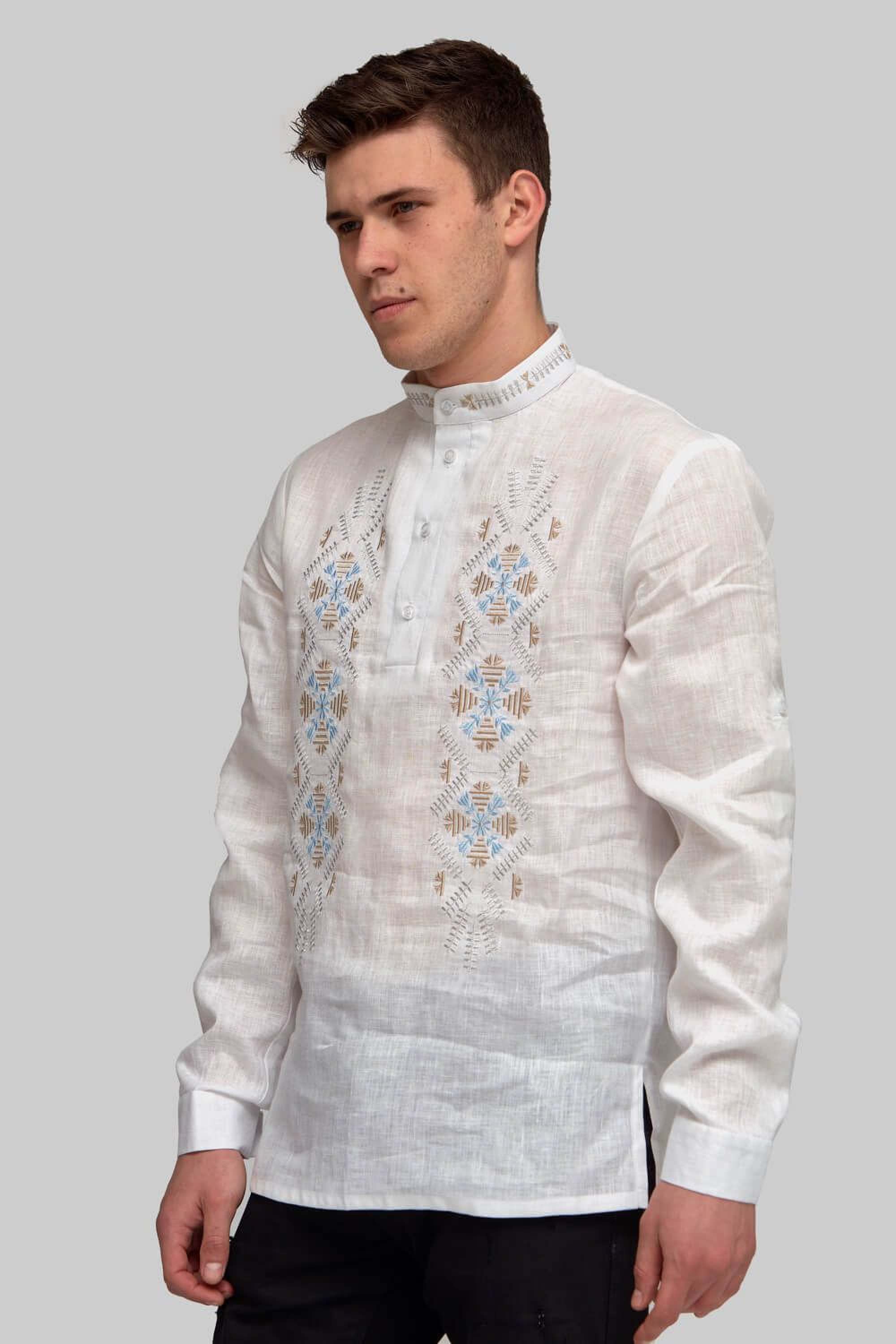 Men's embroidered shirt of embroidery White 6 | XS | 44