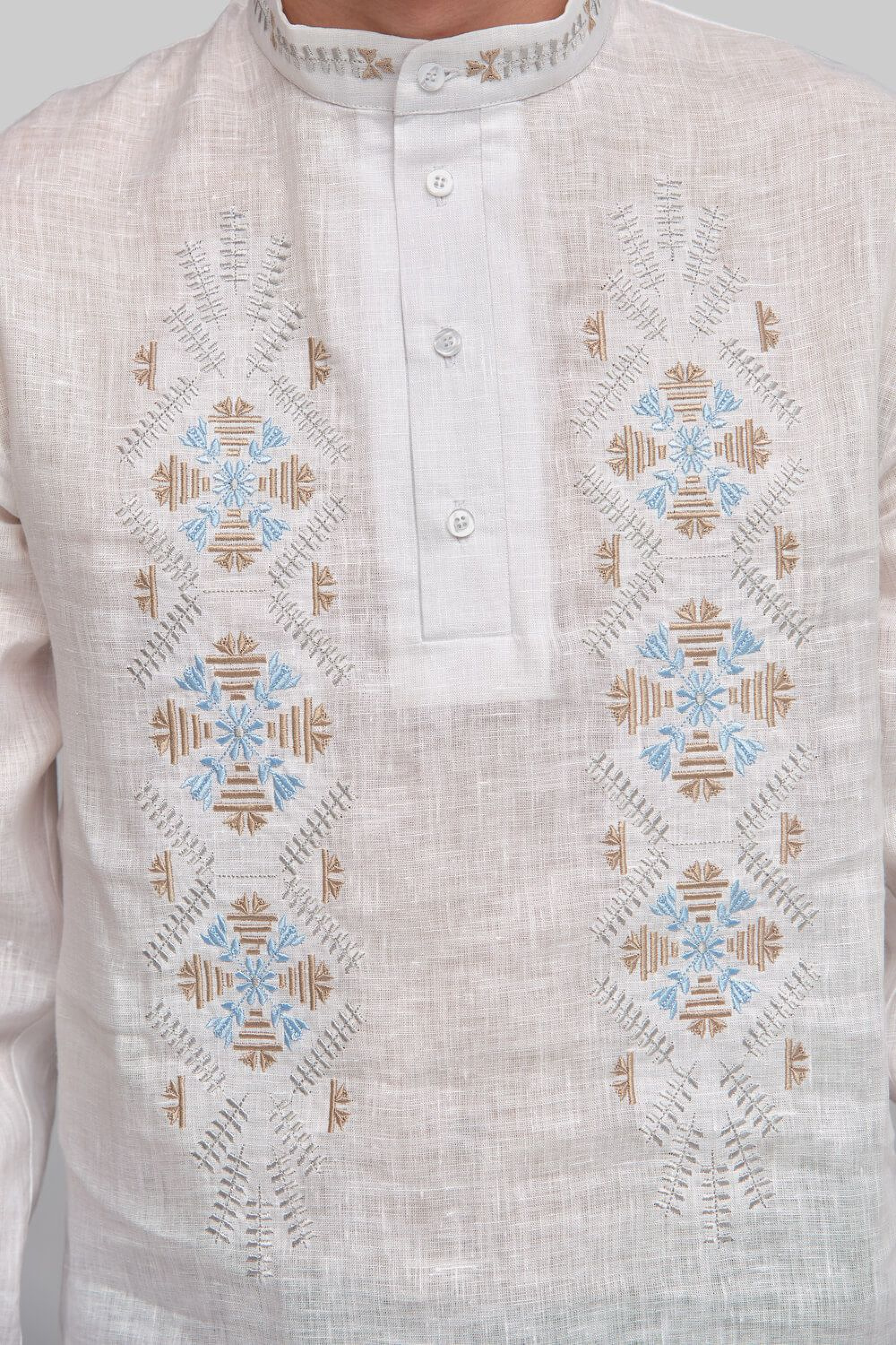 Men's embroidered shirt of embroidery White 6 | XS | 44