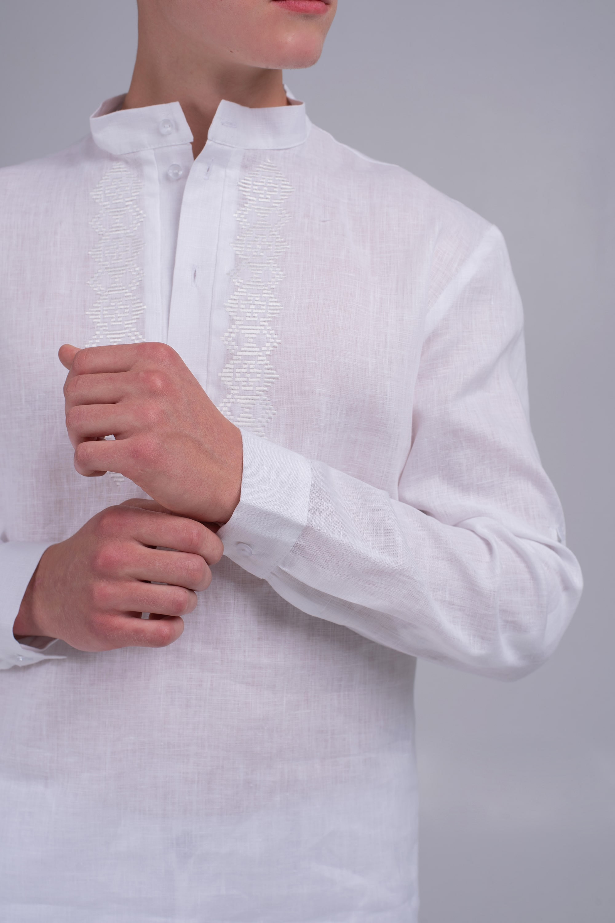 Men's embroidered shirt white | XS | 44