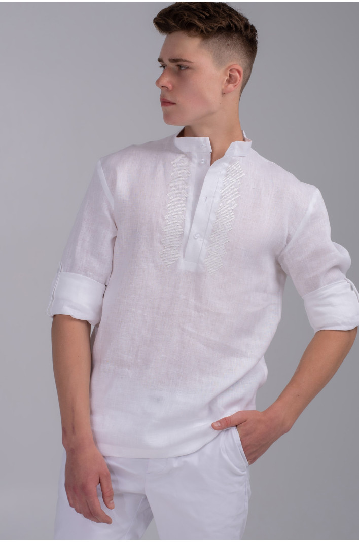 Men's embroidered shirt white | XS | 44