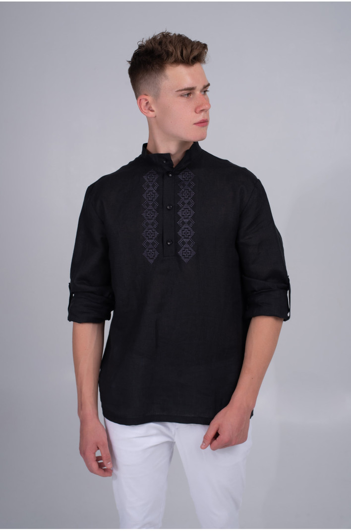 Men's embroidered shirt black | XS | 44