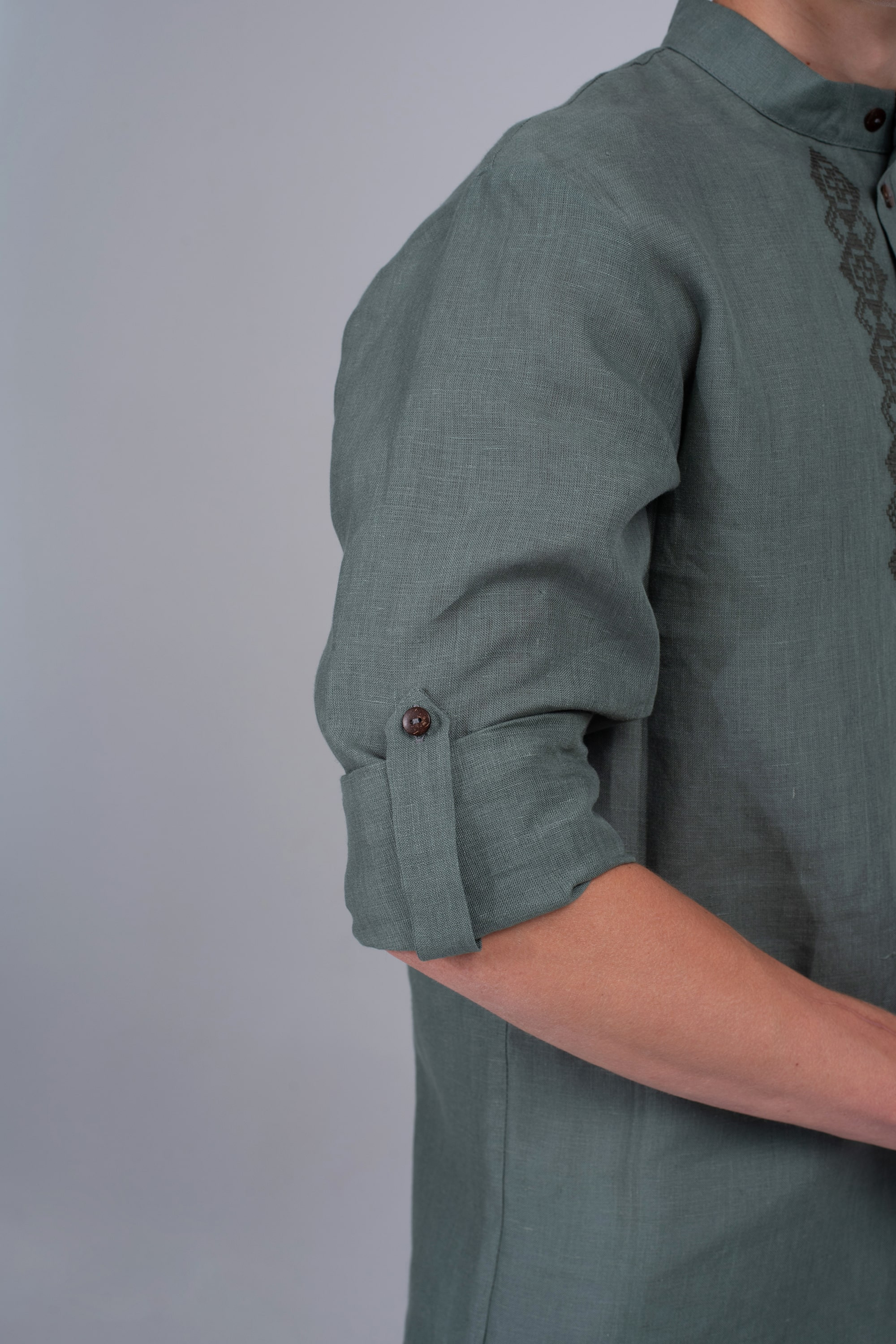 Male embroidered shirt khaki