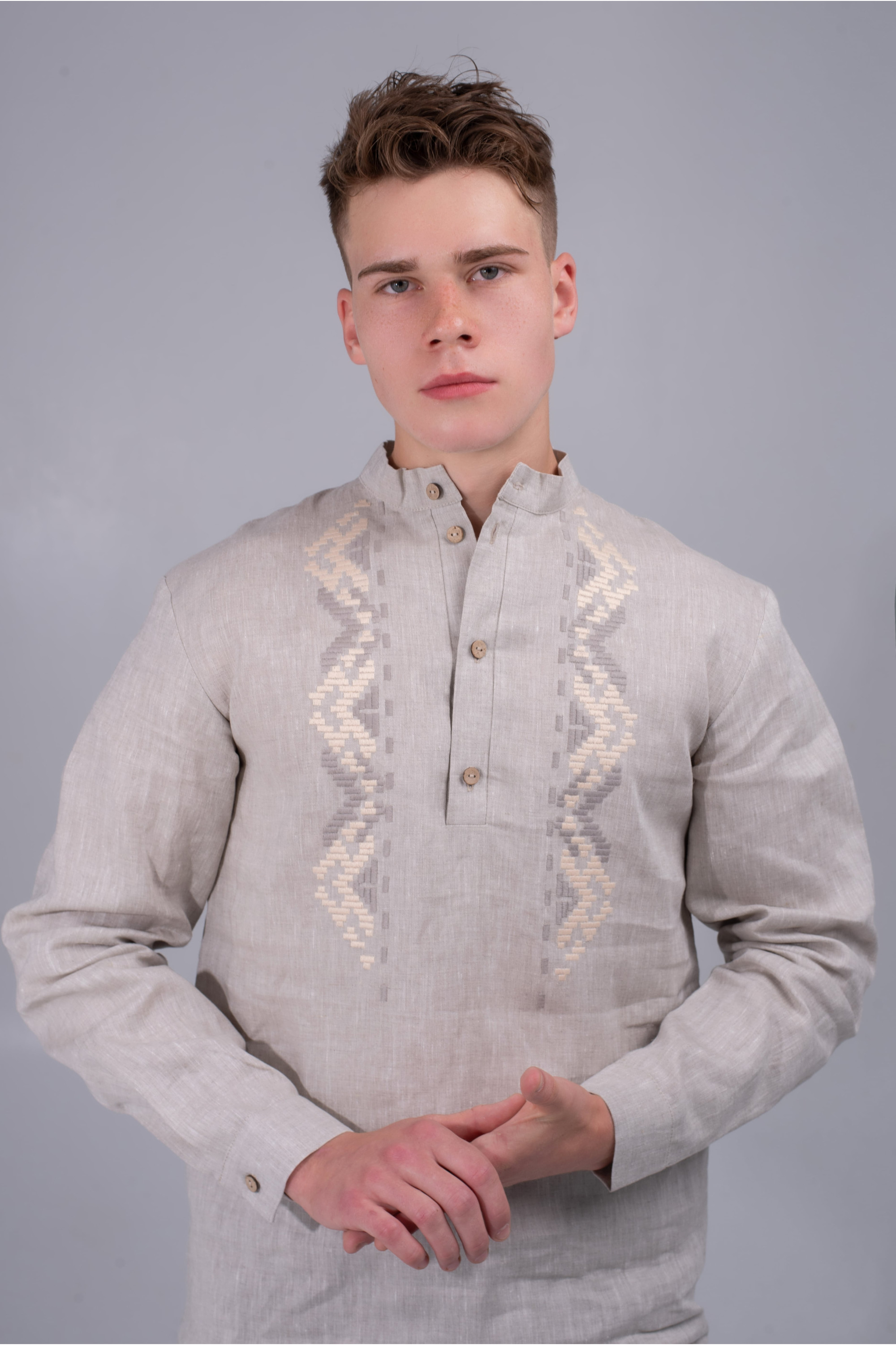 Men's embroidered shirt Natural Men's embroidered shirt Natural