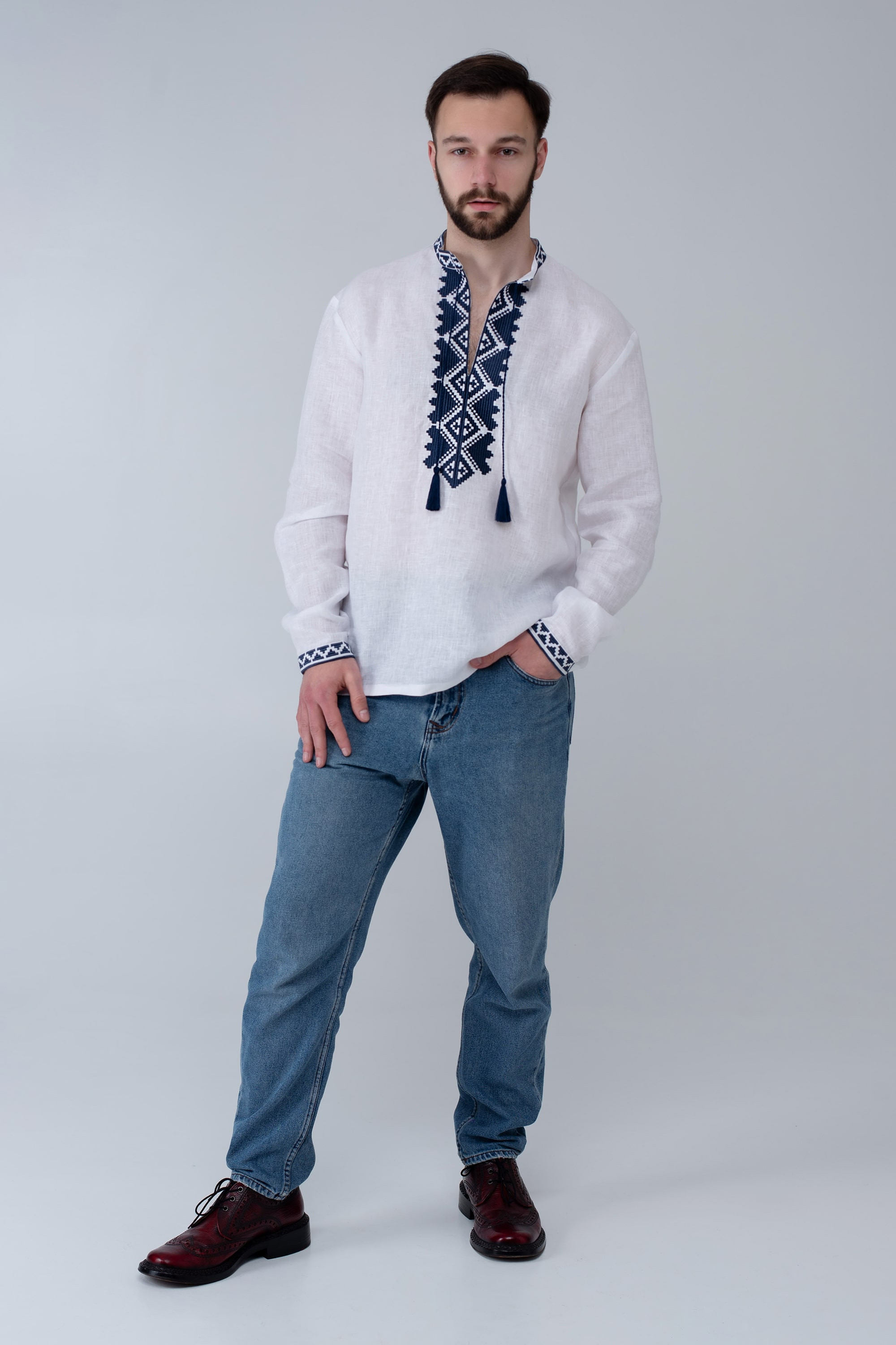 Men's white vyshyvanka