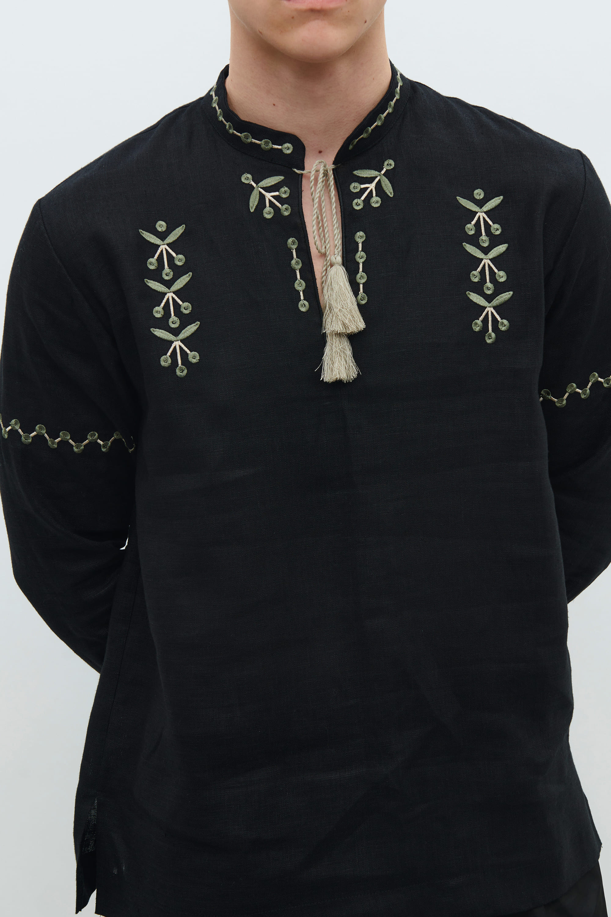 Men's black linen shirt Gillia  | XS | 44