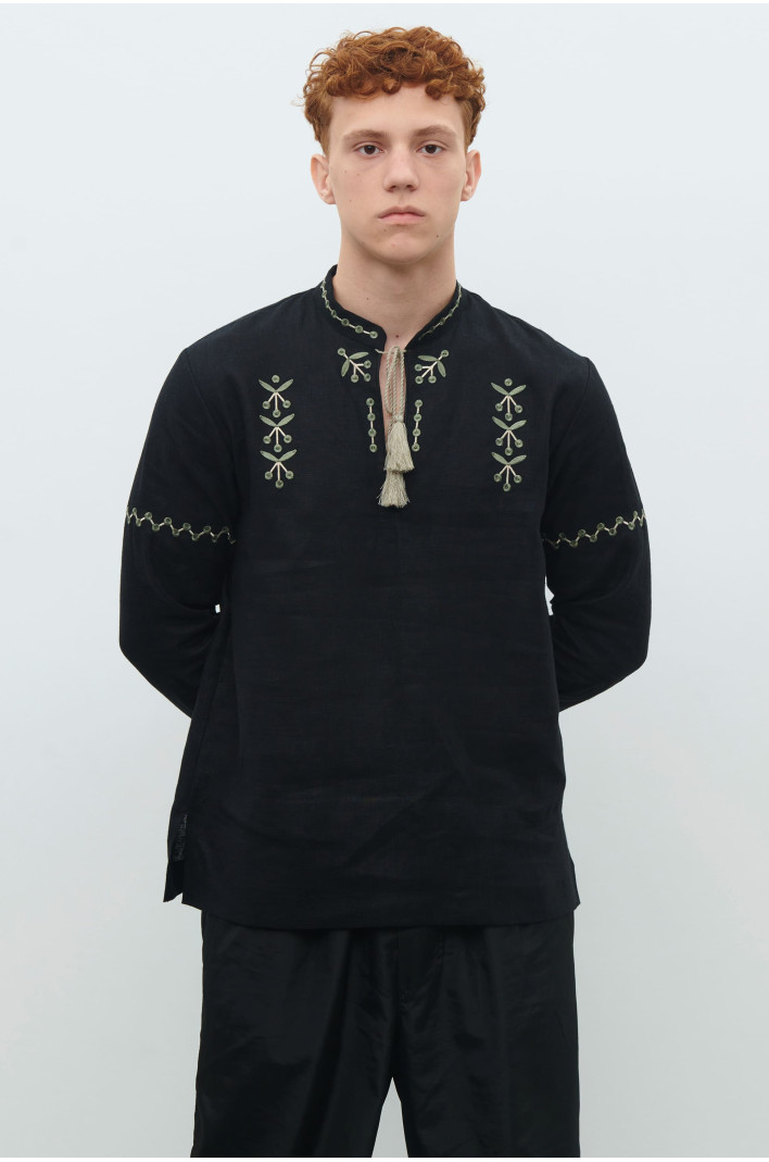 Men's black linen shirt Gillia  | XS | 44