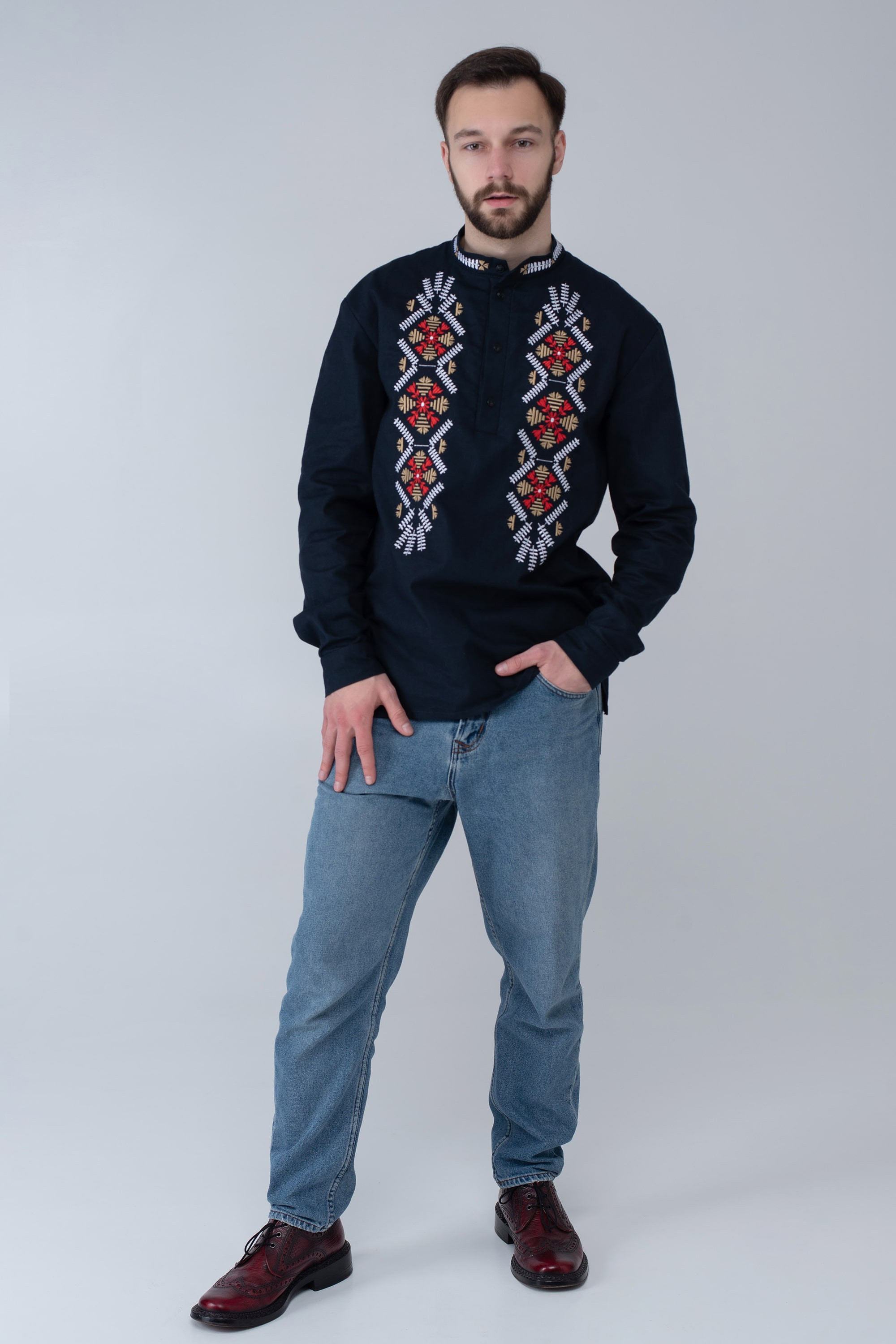 Men's embroidered shirt Navy Blue 7 | S | 46