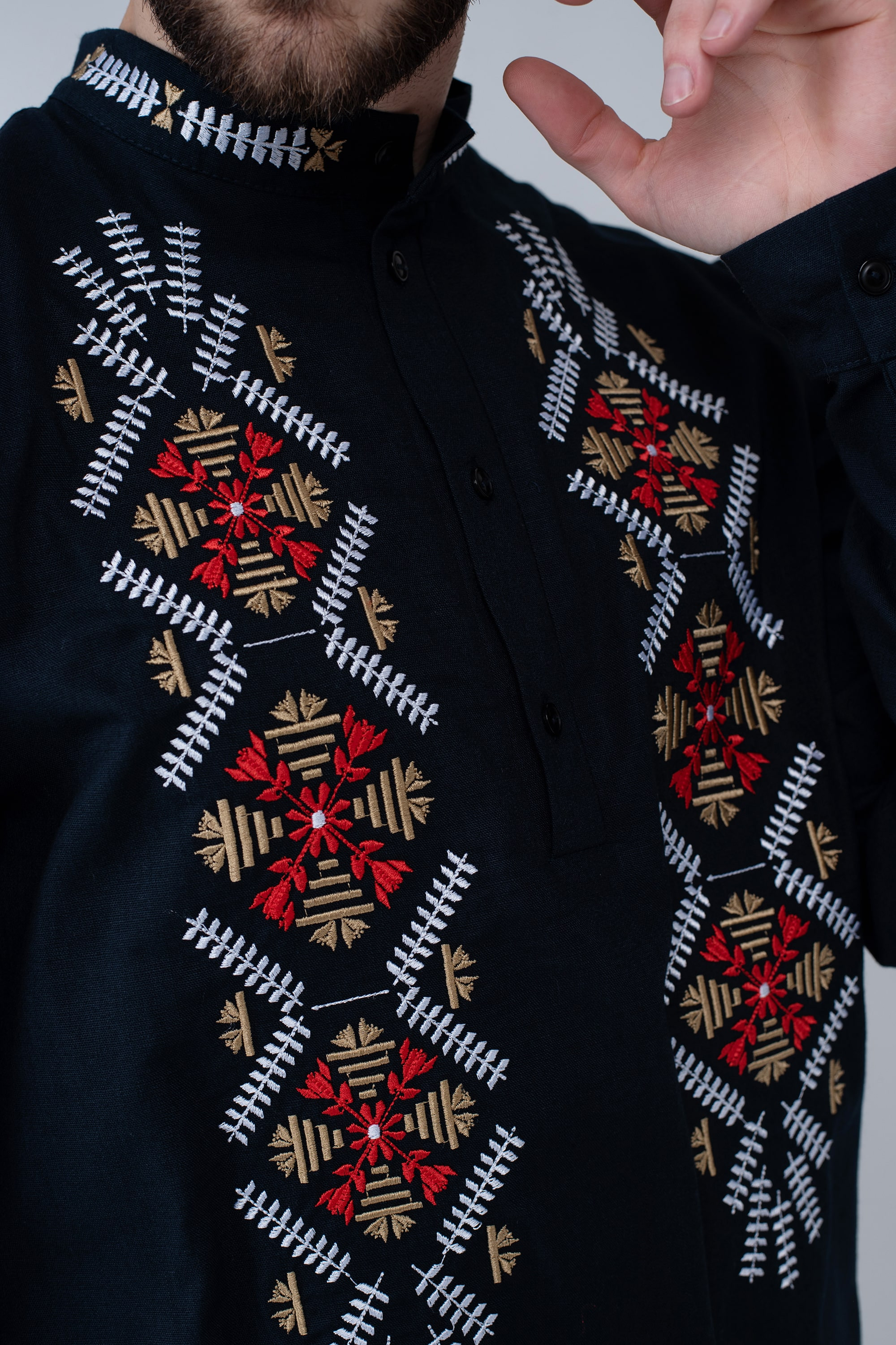 Men's embroidered shirt Navy Blue 7