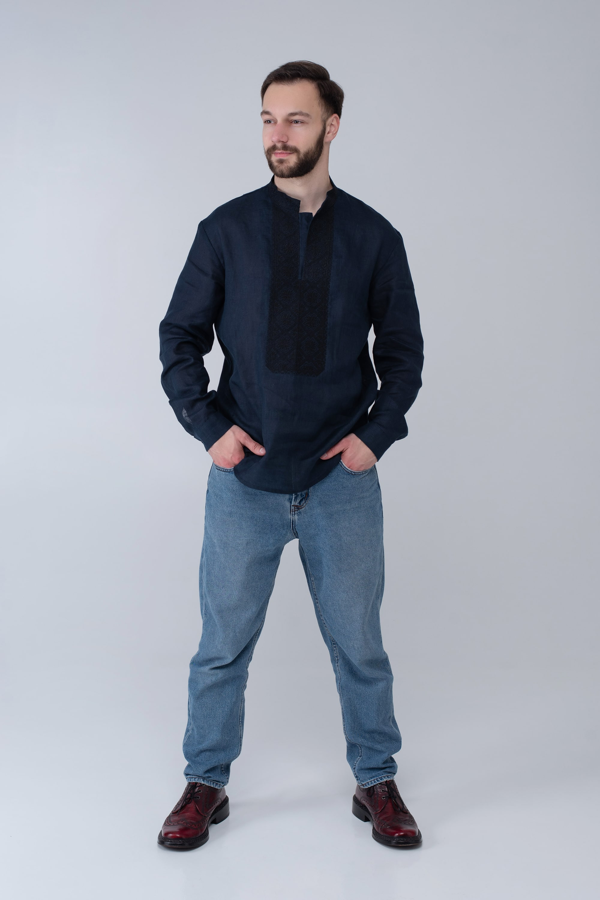 Male embroidered blue shirt Male embroidered blue shirt